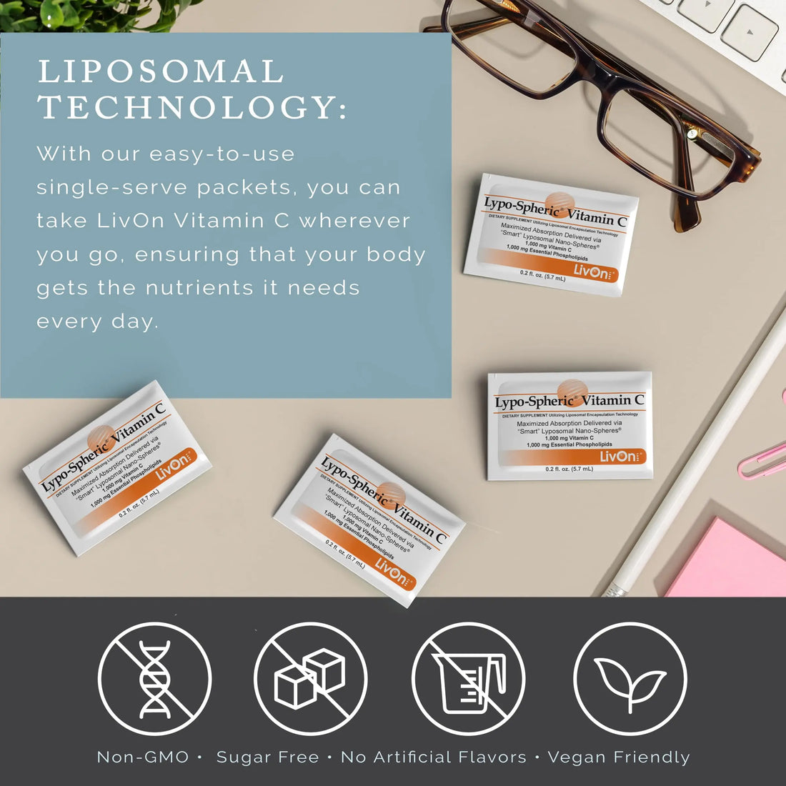LivOn Laboratories Lypo–Spheric Vitamin C – 3 Cartons (90 Packets) – 1,000 mg Vitamin C & 1,000 mg Essential Phospholipids Per Packet – Liposome Encapsulated for Improved Absorption – 100% Non–GMO LivOn Laboratories Au supplements
