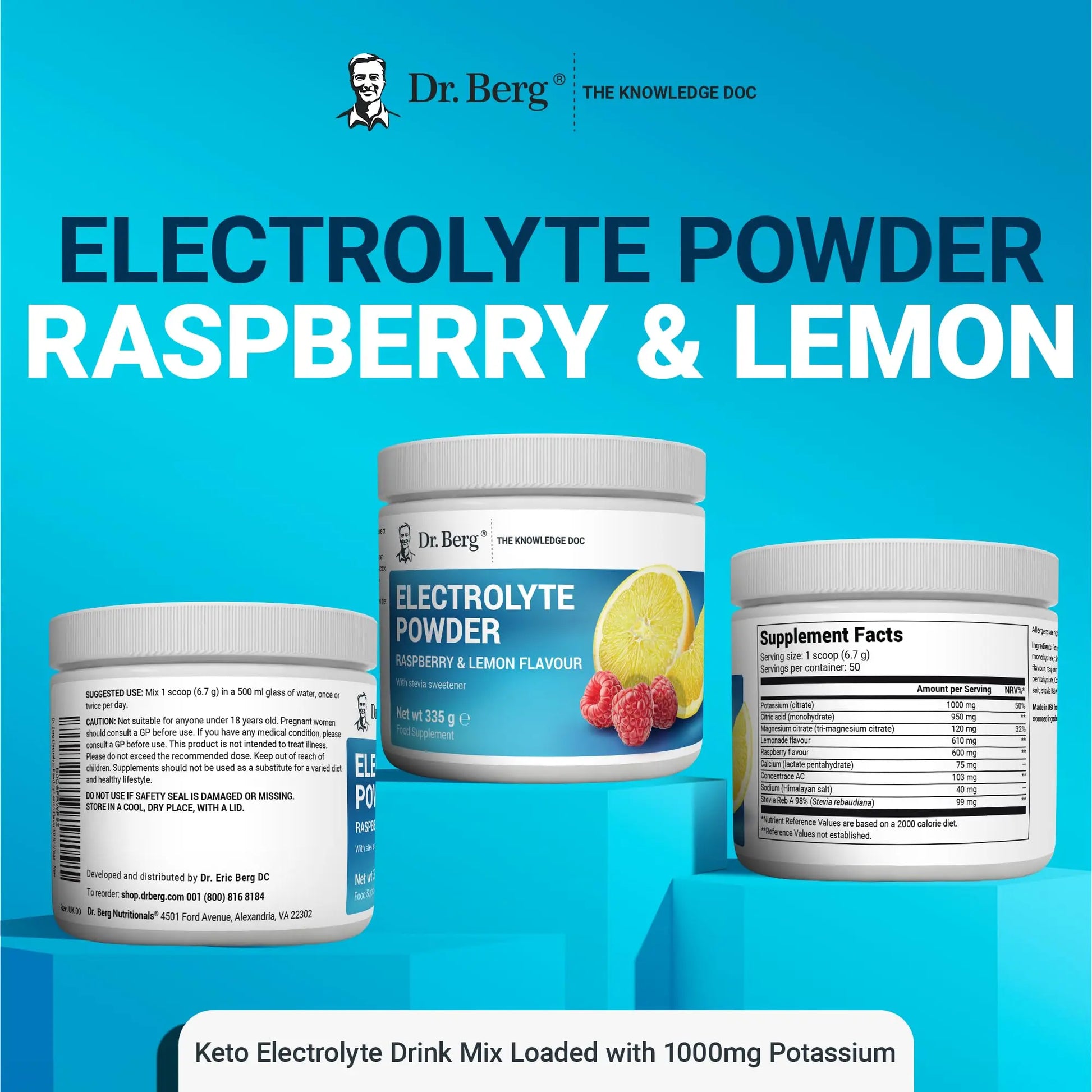 Dr. Berg Electrolyte Powder - Electrolyte Drink Supplements with 1000mg Potassium Dr. Berg Nutritionals Au supplements