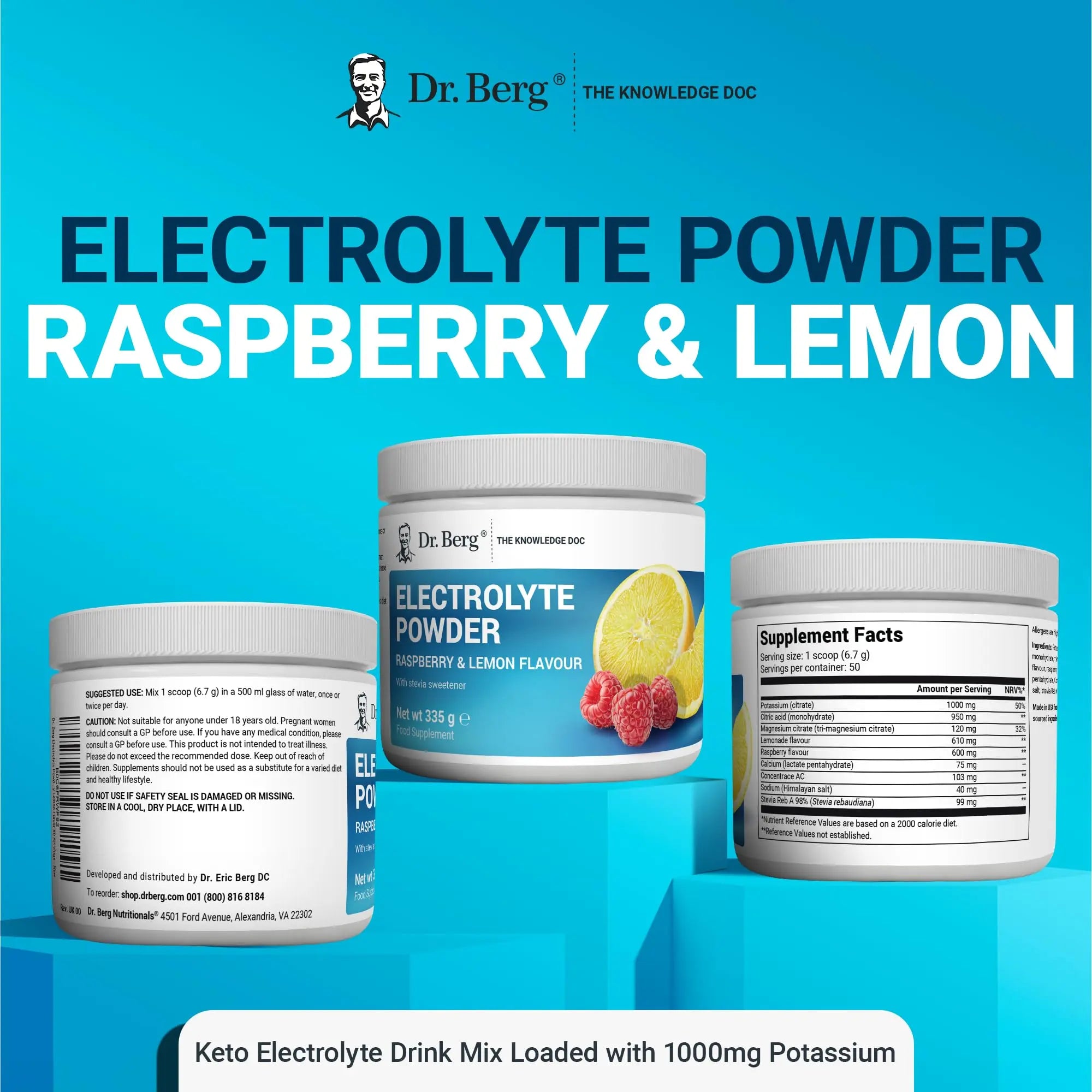 Dr. Berg Electrolyte Powder - Electrolyte Drink Supplements with 1000mg Potassium Dr. Berg Nutritionals Au supplements