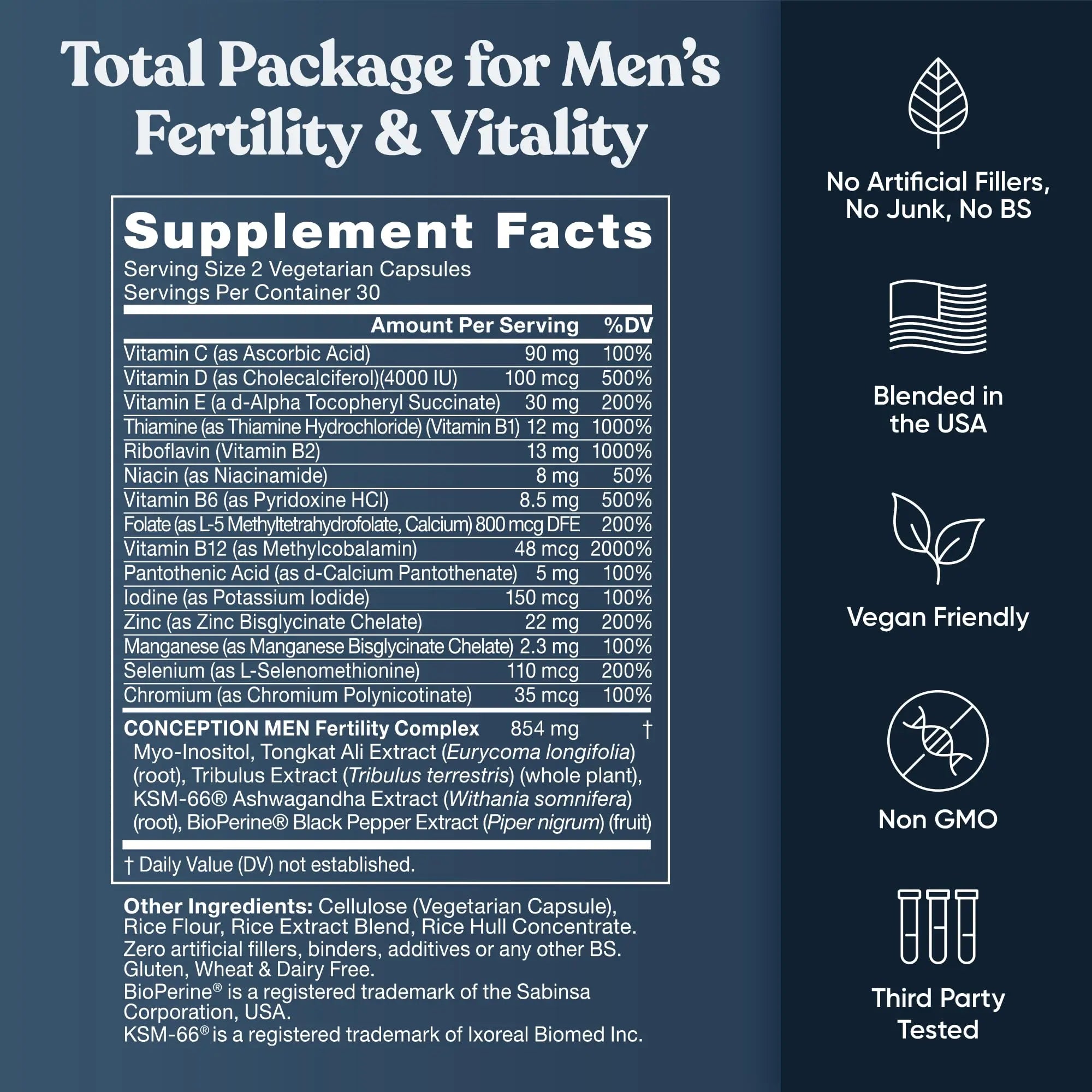 Conception for Him and Vital Liver Bundle - Male Fertility Booster & Prenatal Supplement + 9-in-1 Liver Support Eu Natural Au supplements