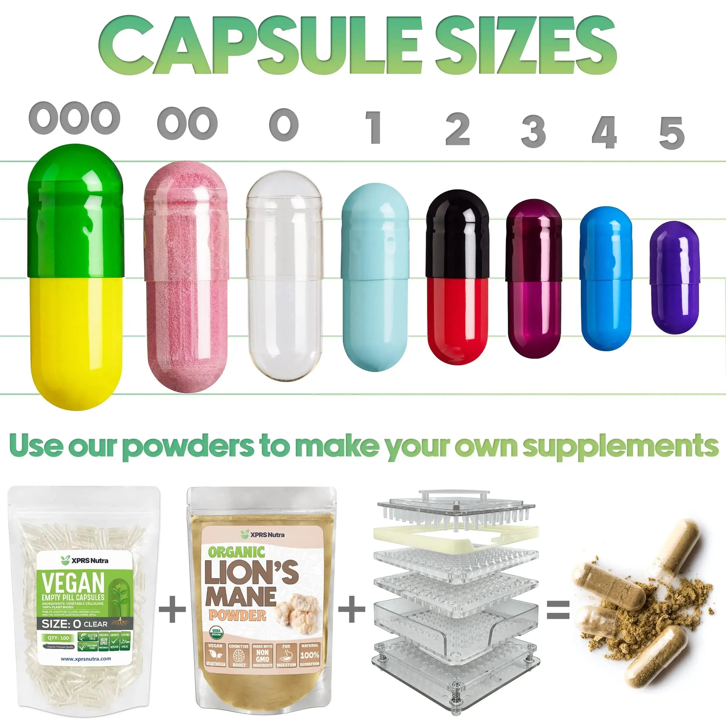 XPRS Nutra Vegan Size 000 Separated Capsules- 1000 Count Premium Empty Caps Separated in Bags - Clear Empty Capsules XPRS Nutra Au supplements
