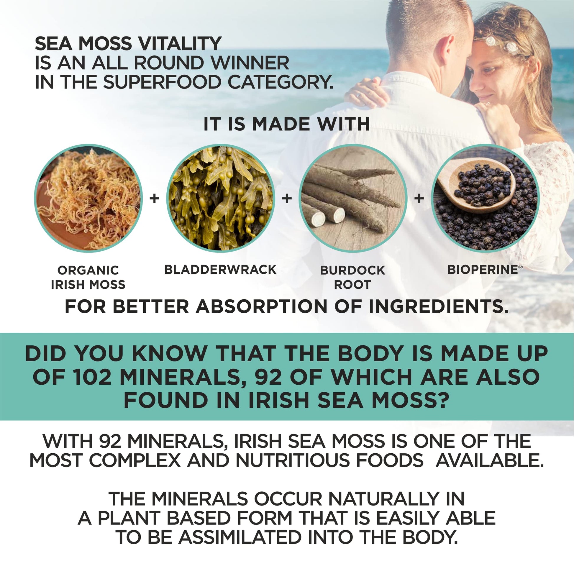HerbaMe Organic Irish Sea Moss with Bladderwrack, Burdock Root & Black Pepper Extract HerbaMe Au supplements