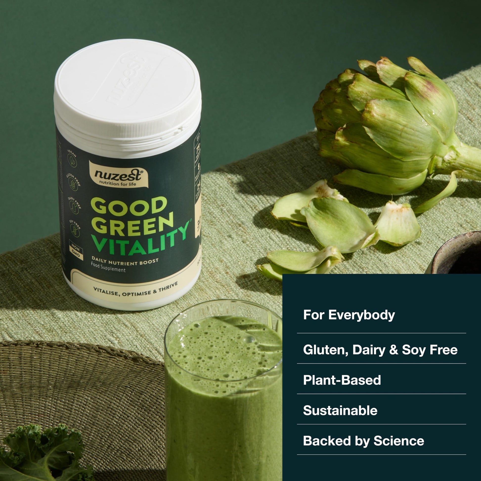 Nuzest Greens Powder Good Green Vitality – Vitamins, Minerals & Superfoods – Vegan Multivitamin Supplement (300g) Nuzest Au supplements