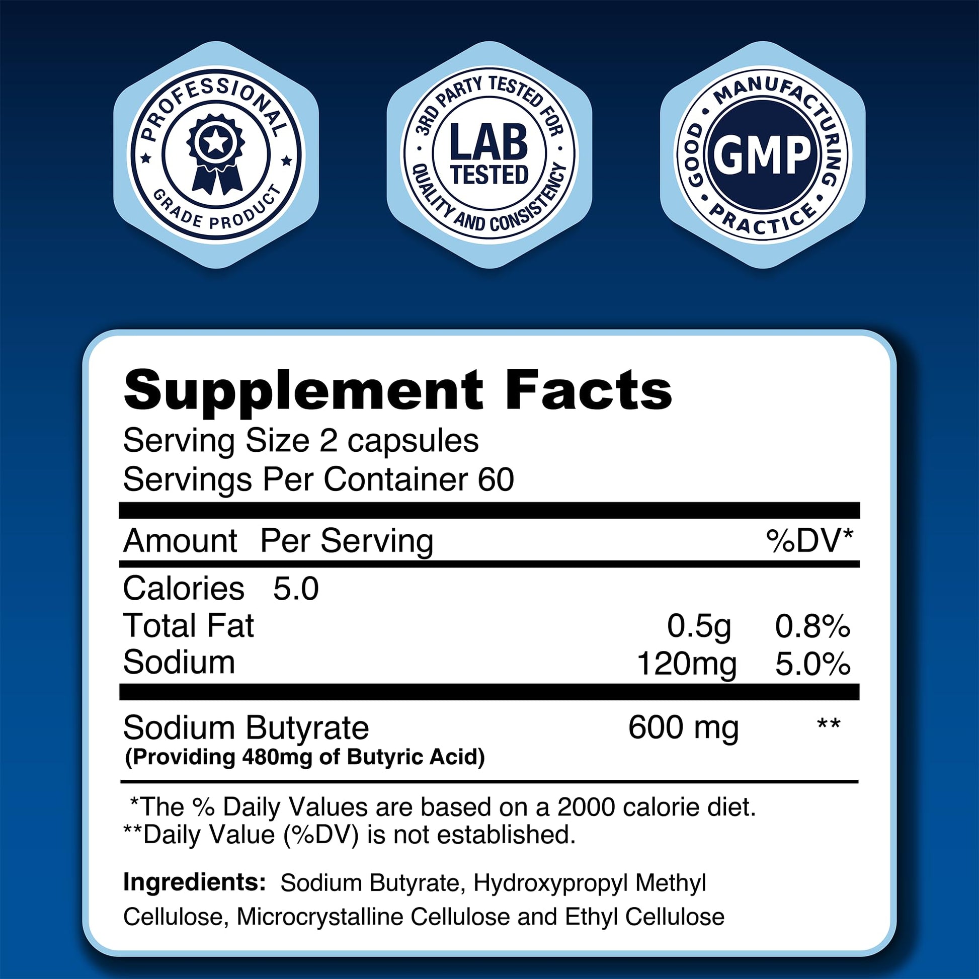 LongJuvity Sodium Butyrate Supplement (300mg) - Optimal Gut Health for Men & Women - Digestion Support & Leaky Gut Repair - Postbiotic Short Chain Fatty Acid, Lab Tested (120 Extended Release Caps) LongJuvity Labs Au supplements