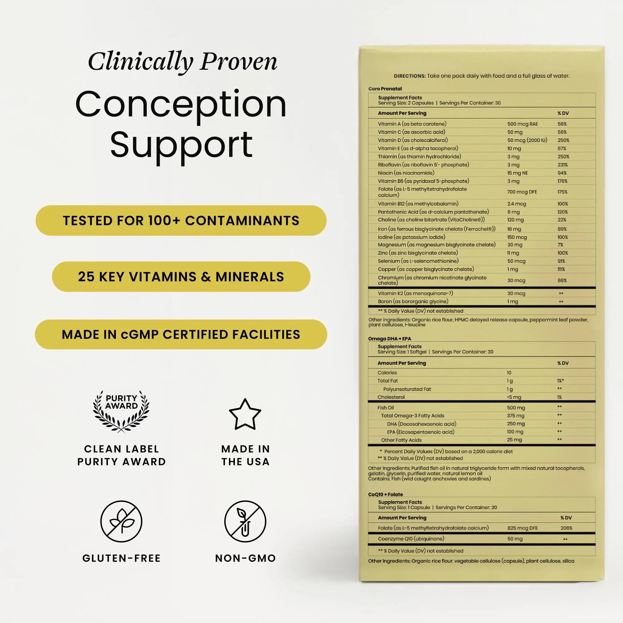 Perelel Conception Support Pack, Prenatal Multivitamin with DHA Omega 3, COQ10 & Folate, Supports Fertility Wellness for Women Perelel Au supplements