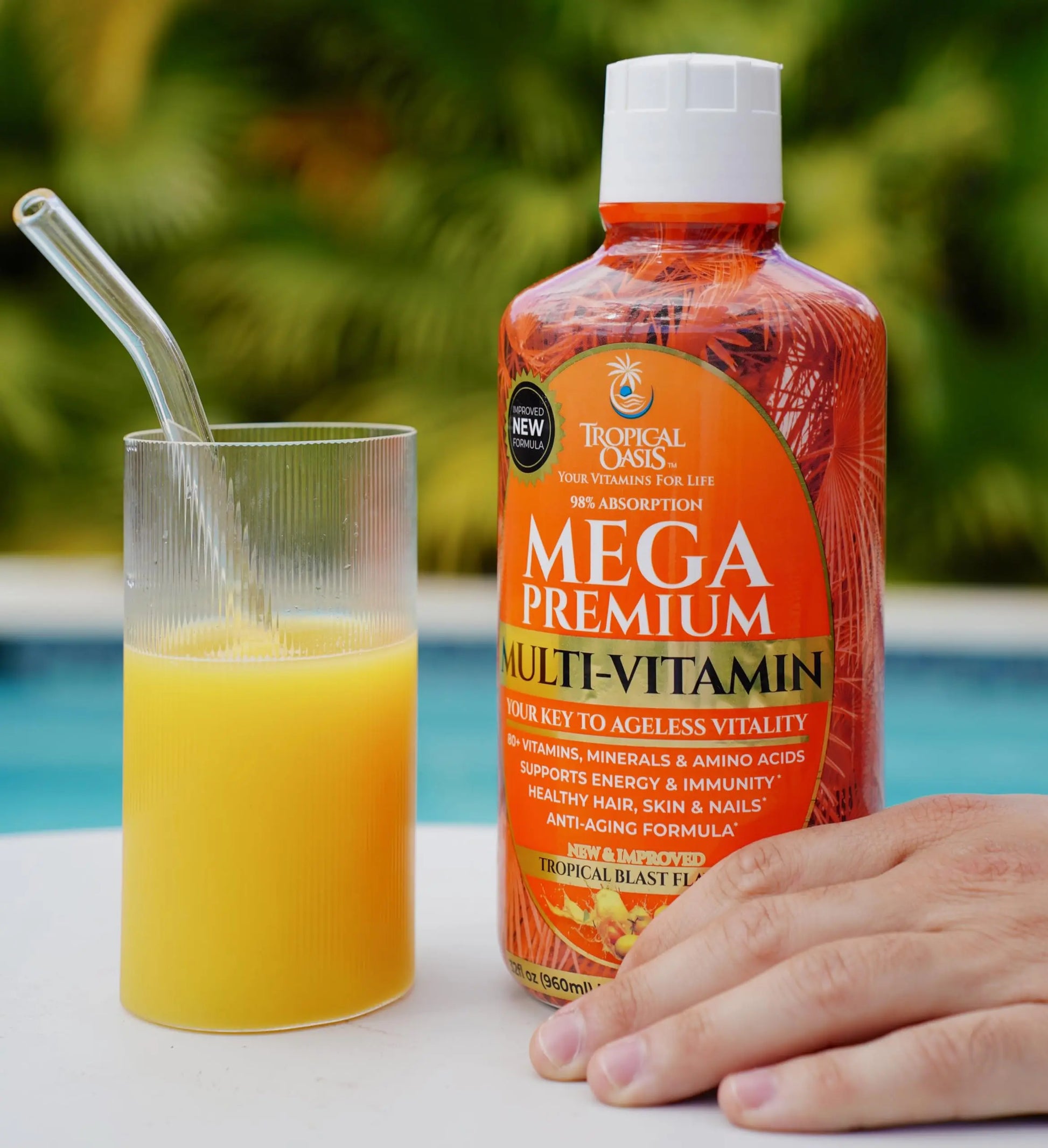 Mega Premium Liquid Multivitamin | Natural Immune Support Vitamin w/ 1333% Vitamin C, 200% D3, Zinc + 20 Vitamins, 70 Minerals, & 21 Amino Acids | Sugar Free Tropical Oasis Au supplements