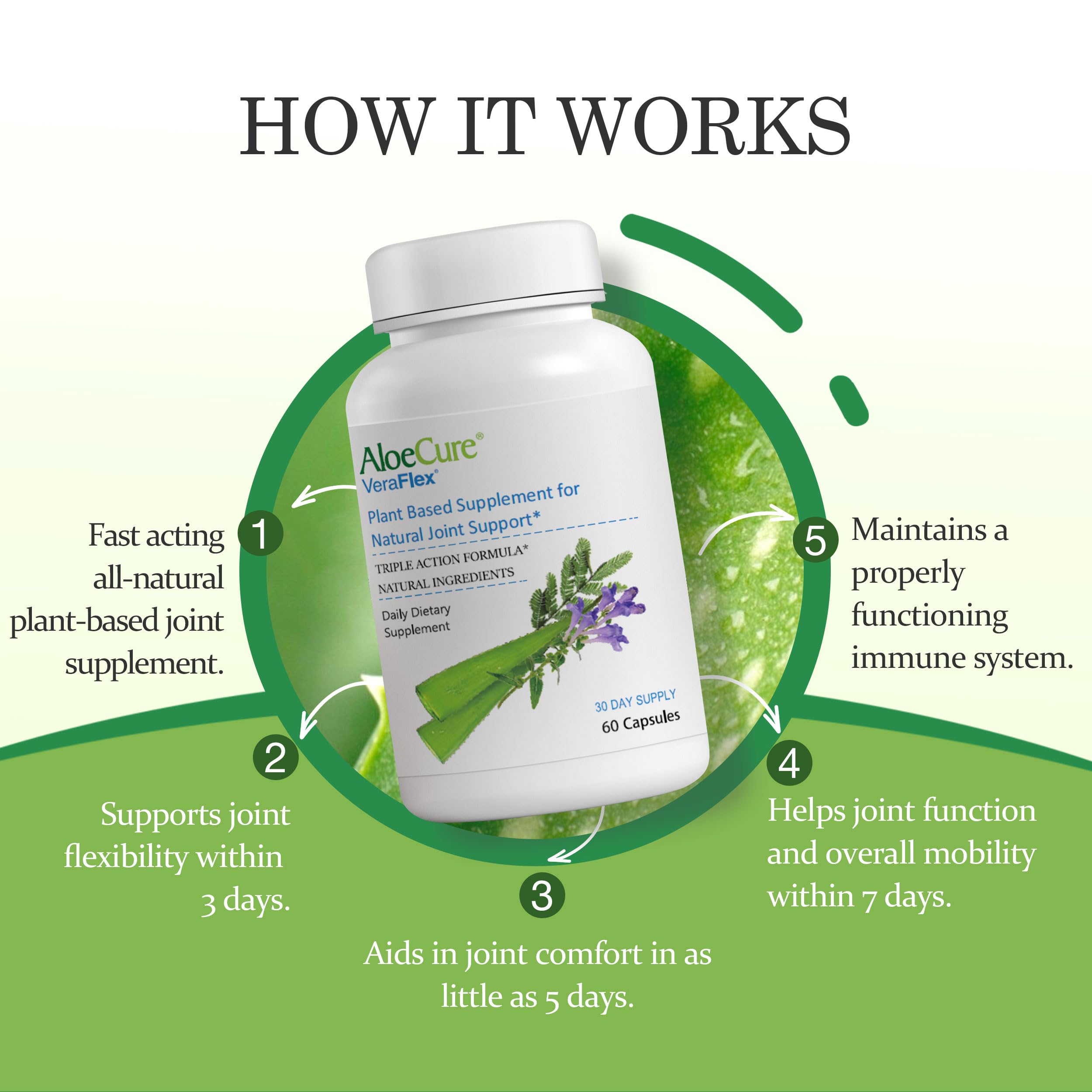 AloeCure VeraFlex Natural Joint Health, 60 Capsules, Clinically Tested Natural Plant-Based Formula to Support Comfort, Mobility and Flexibility - Featuring Organic Aloe Vera AloeCure Au supplements
