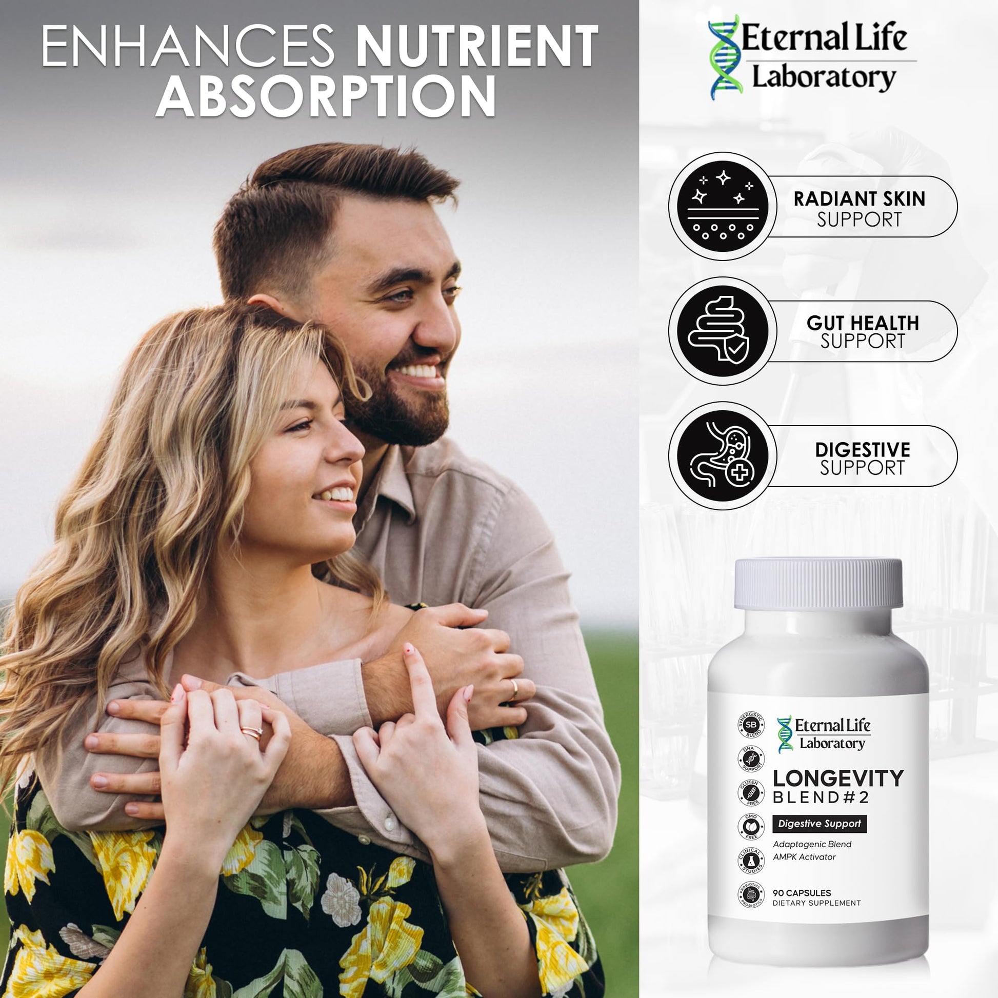 Probiotics for Women and Men, Daily Probiotic Supplement Probiotics and Triphala, Green Tea Extract - Anti-Aging Gut Health Optimizer - Intestinal, Colon & Digestive Health - 90 Capsules Eternal Life Laboratory Au supplements