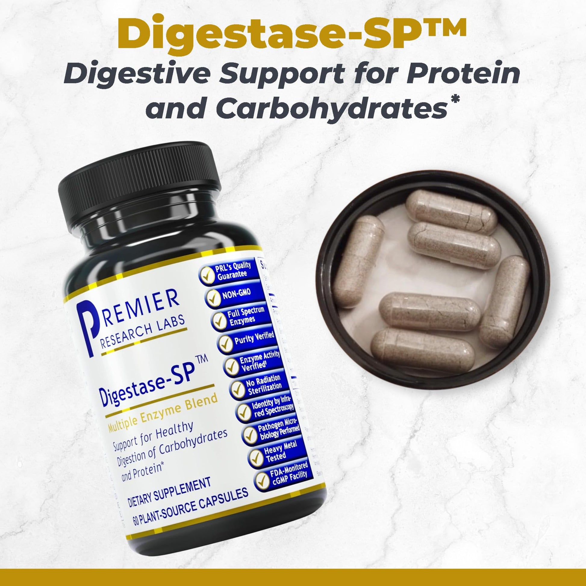 Premier Research Labs Digestase-SP - Enzymes for Digestion, Fermented Digestive Enzymes for Women & Men, Gut Health Support Pills with Peptidase, Hemicellulase - 60 Vegetarian Capsules Premier Research Labs Au supplements