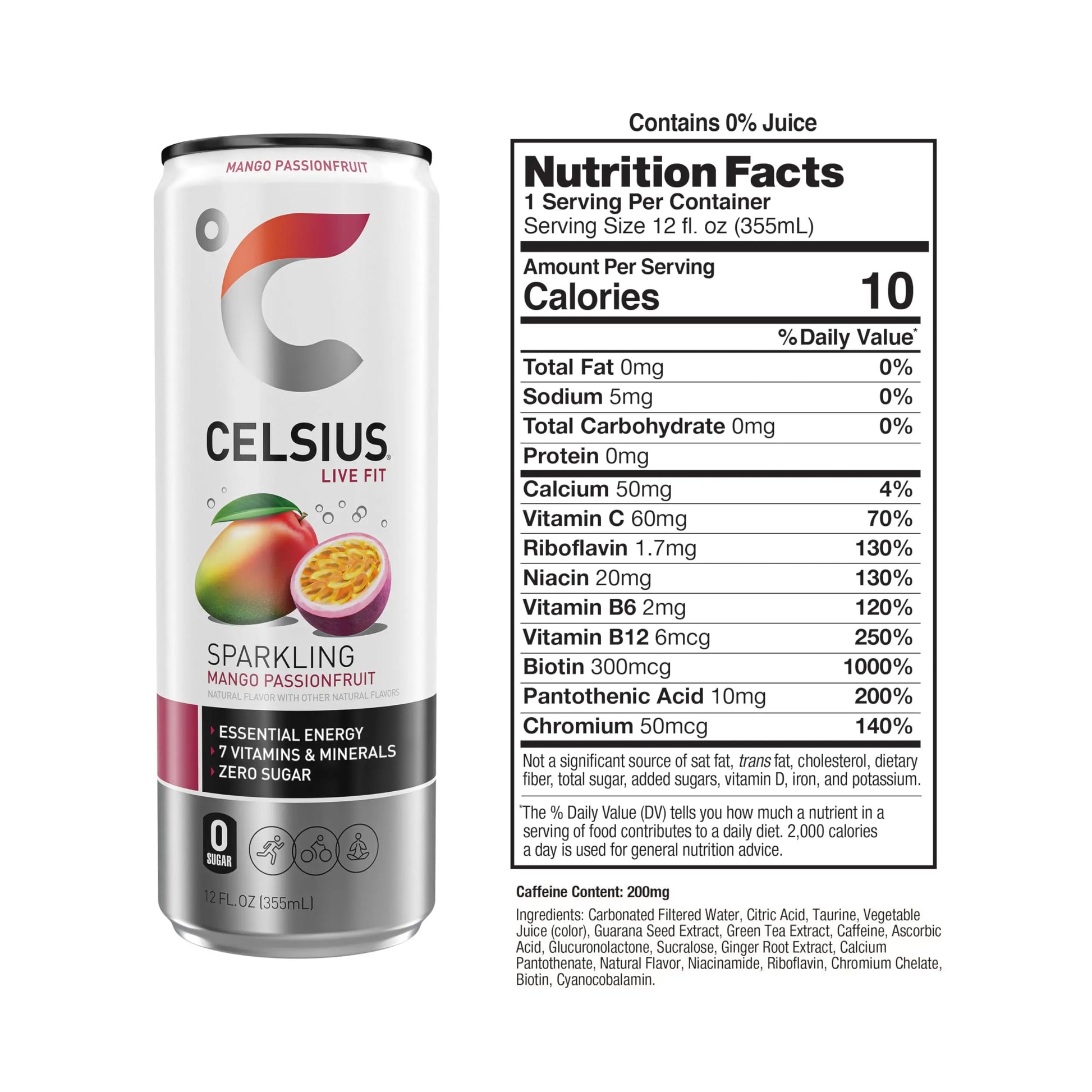 CELSIUS Sparkling Mango Passionfruit, Functional Essential Energy Drink 12 Fl Oz CELSIUS Au supplements