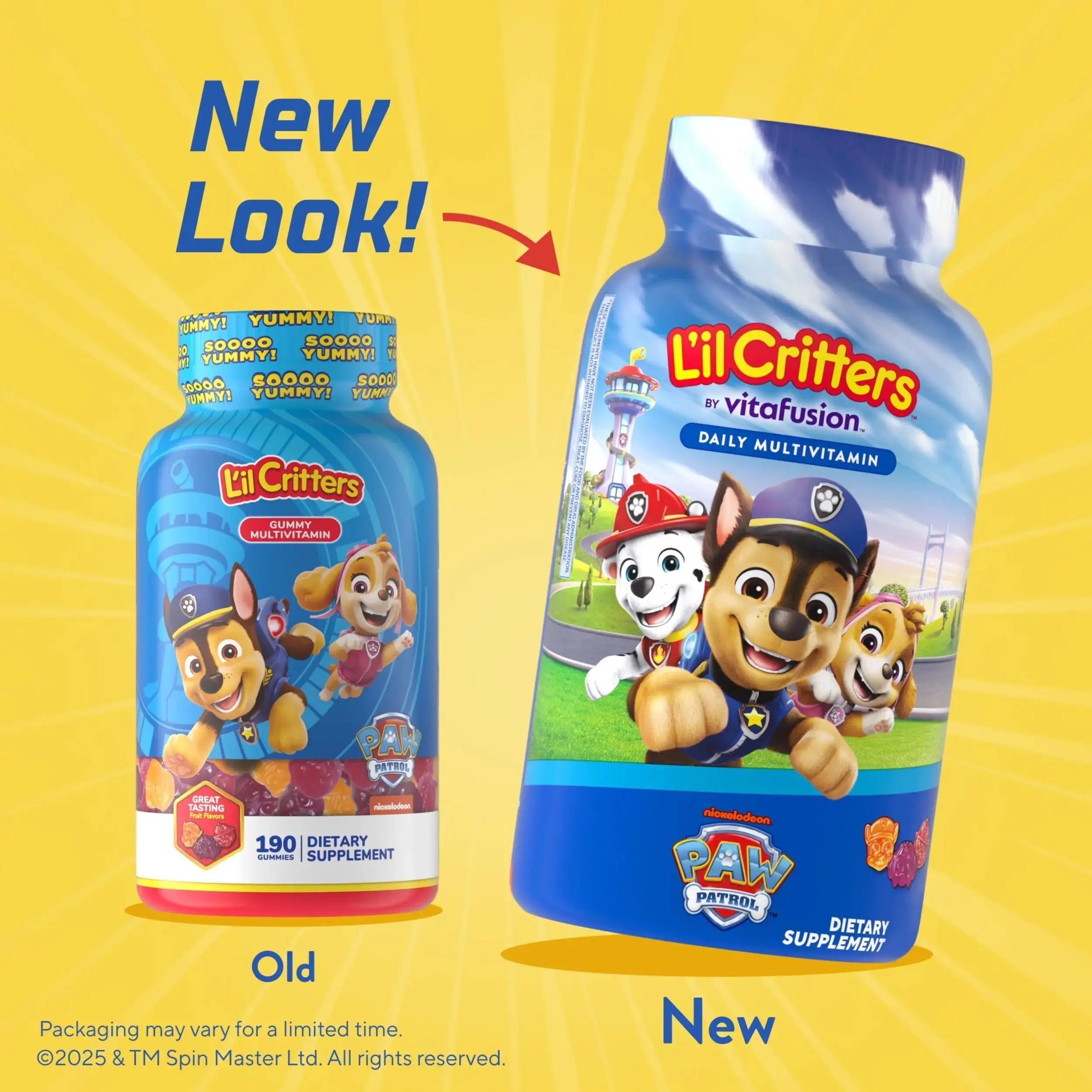 L’il Critters Paw Patrol Gummy Vites Daily Gummy Multivitamin for Kids, Vitamin C, D3 for Immune Support Cherry, Orange Lil Critters Au supplements