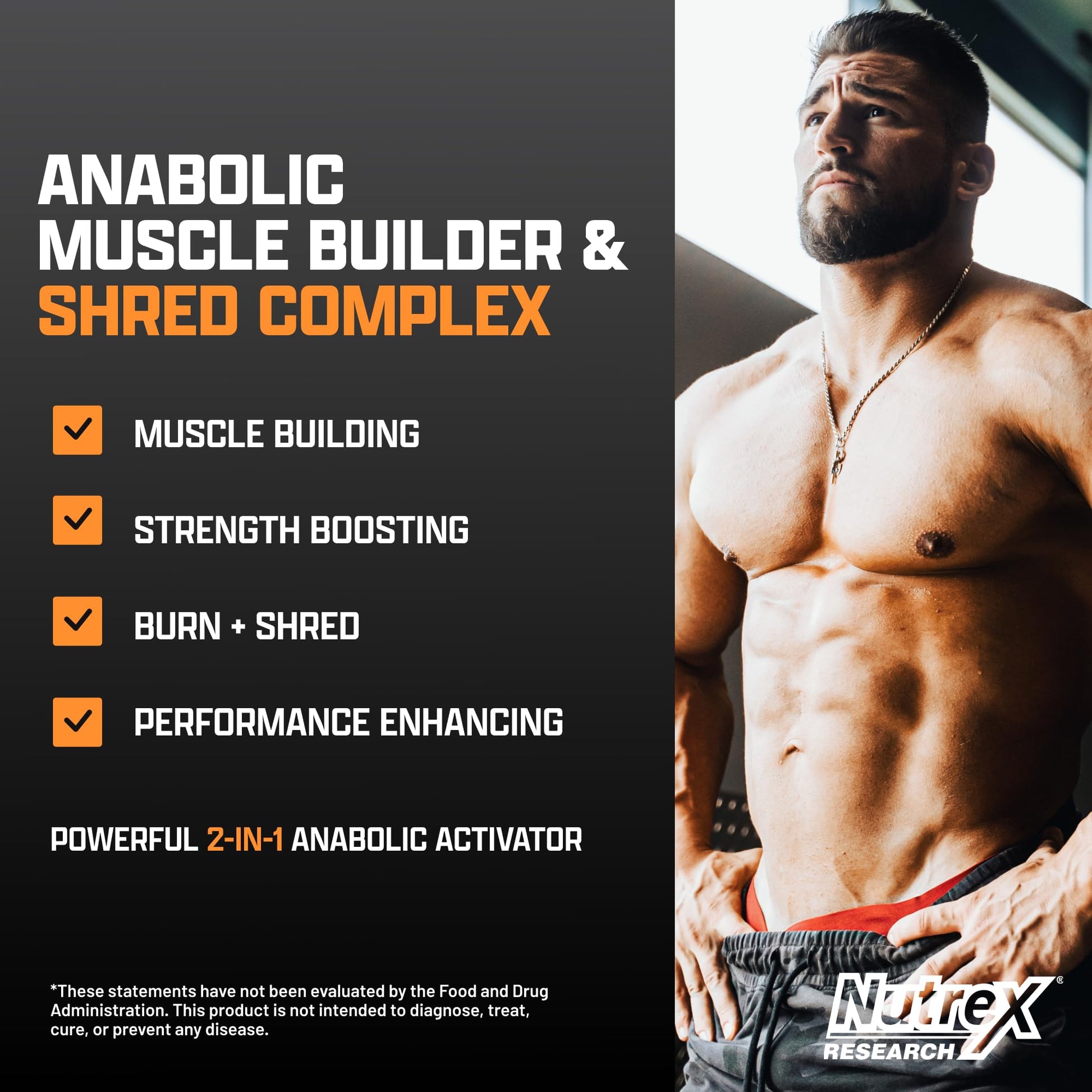 Nutrex Research Anabol Ripped Anabolic Muscle Builder for Men, 2-in-1 Muscle Builder and Shredding Supplement, (60 Count) Nutrex Research Au supplements
