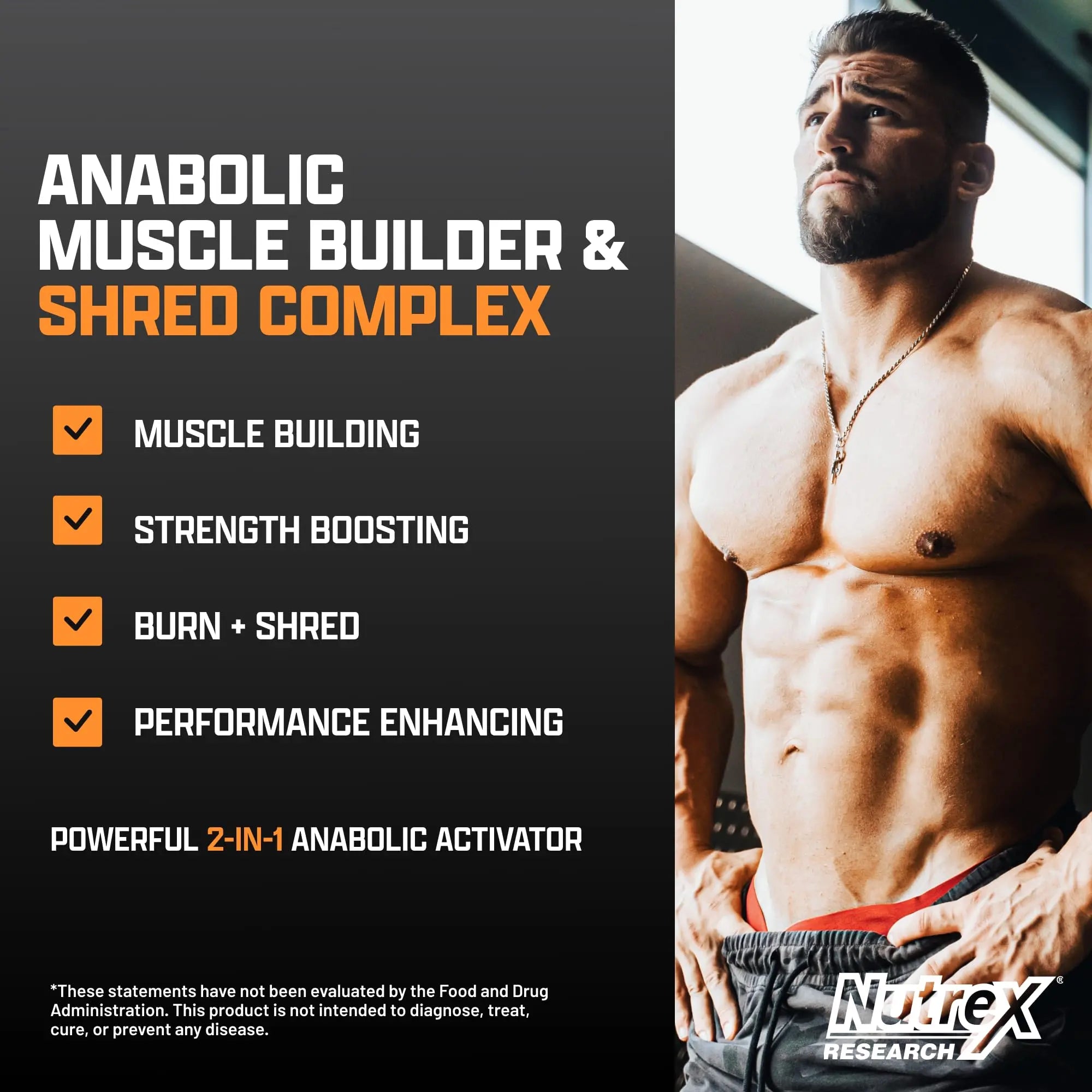 Nutrex Research Anabol Ripped Anabolic Muscle Builder for Men, 2-in-1 Muscle Builder and Shredding Supplement, (60 Count) Nutrex Research Au supplements