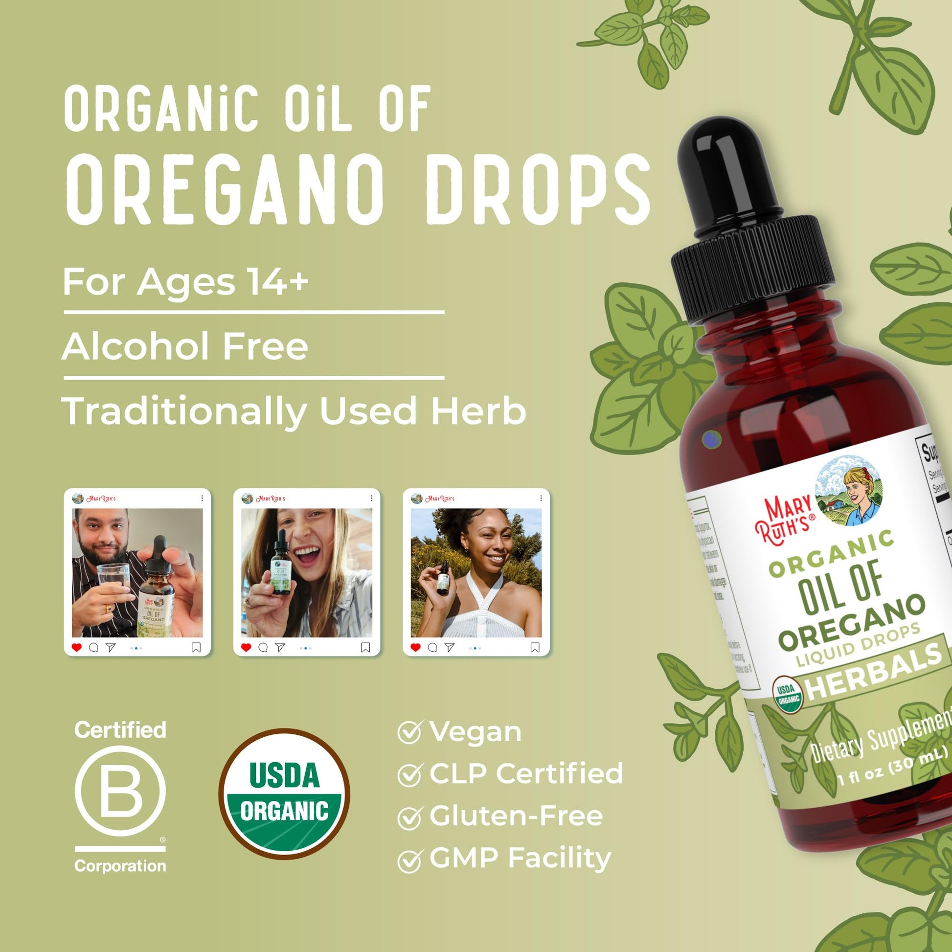 MaryRuth Organics Oregano Oil Drops | 6 Month Supply | USDA Organic Oil of Oregano Liquid | Herbal Blend for Immune Support | Digestive Health | Overall Health MARYRUTH'S Au supplements