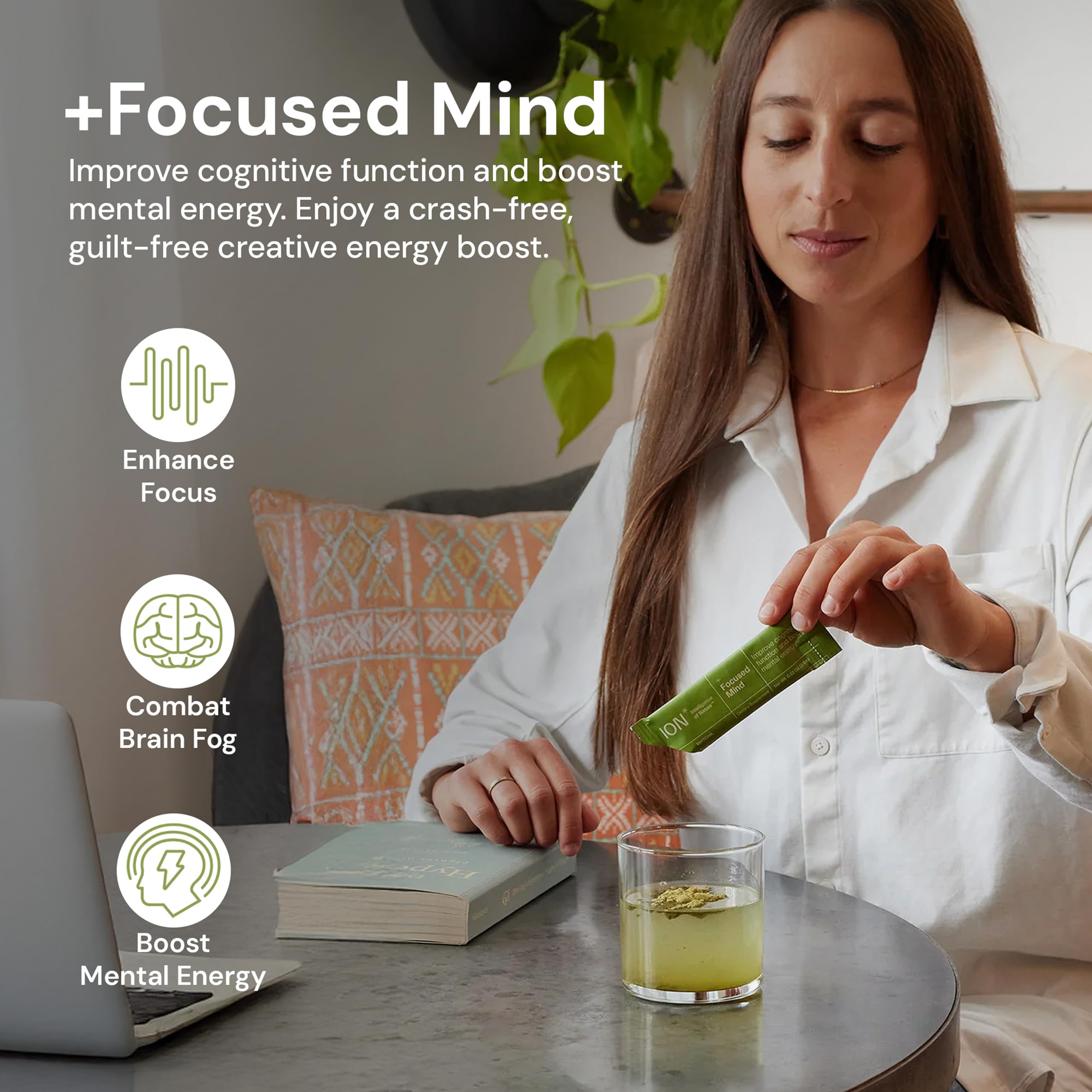 ION* Intelligence of Nature Focused Mind Nootropic Powder Drink Mix - Brain Boost Nootropic Drink with Matcha for Memory, Focus & Relaxation, Brain Supplement for Men & Women, Adults - 20 Packets ION* Intelligence of Nature Au supplements