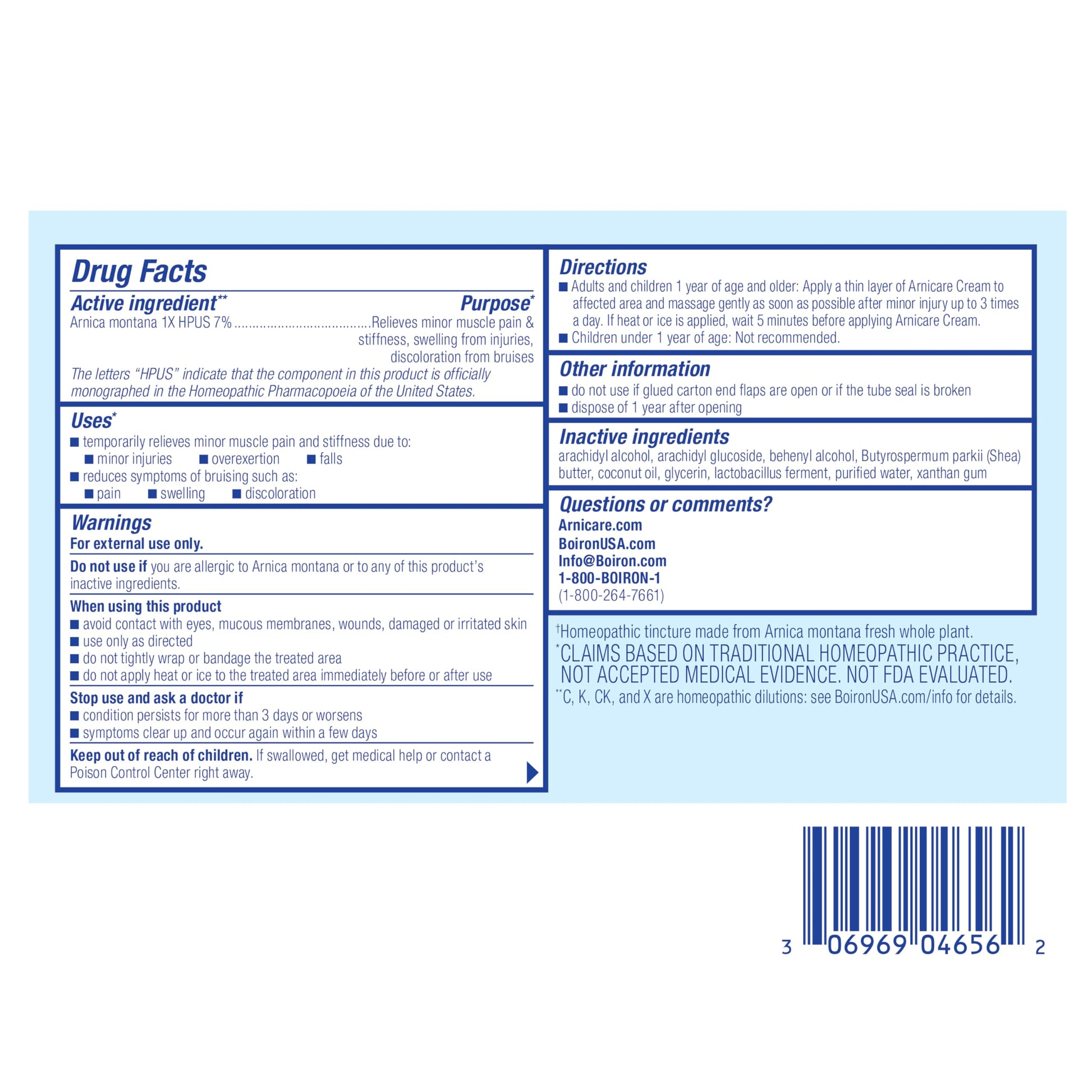 Boiron Arnicare Cream for Joint Pain, Muscle Pain, Swelling, Soreness, Stiffness, and Bruises - Fast Absorbing and Fragrance-Free - 2.5 oz Boiron Au supplements