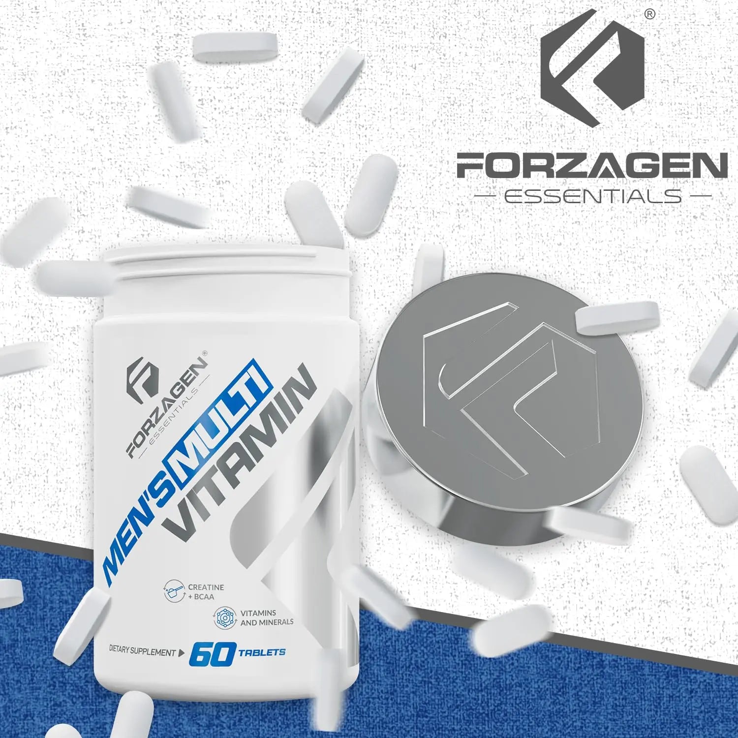 Forzagen Essentials Men's Multivitamin with Creatine and BCAA, Complete Vitamin and Mineral Complex, 60 Tablets Forzagen Au supplements