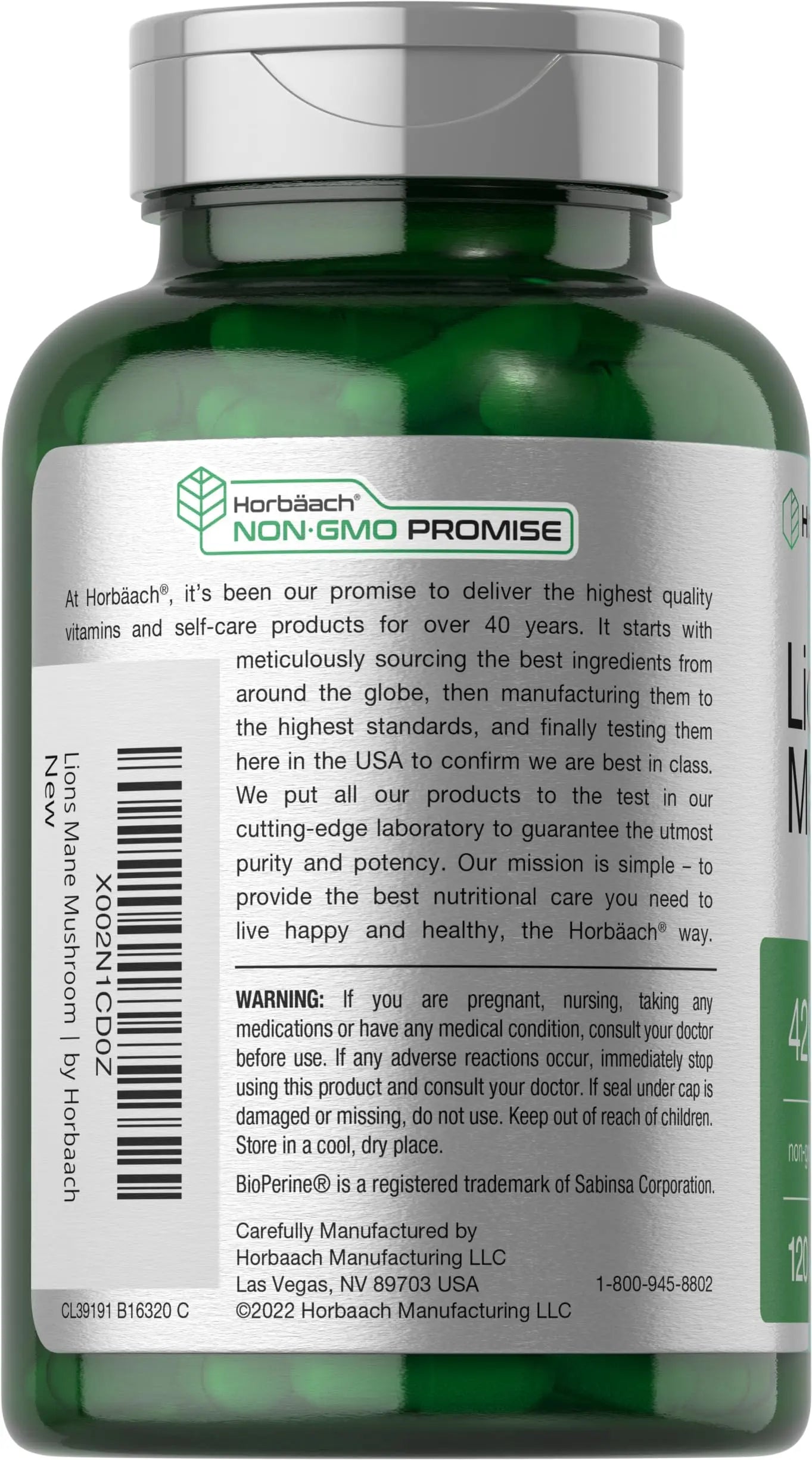 Horbäach Lions Mane Mushroom Extract | 4200mg | 120 Capsules | Vegetarian Horbäach Au supplements
