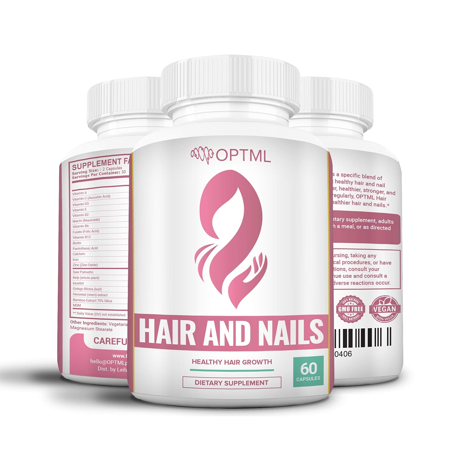 OPTML Hair and Nail Vitamins for Hair Growth and Thickness, Biotin-Infused Hair Pills, Hair Vitamins for Faster Hair Growth and Healthy Nails, for Women and Men, 60 Capsules OPTML Au supplements