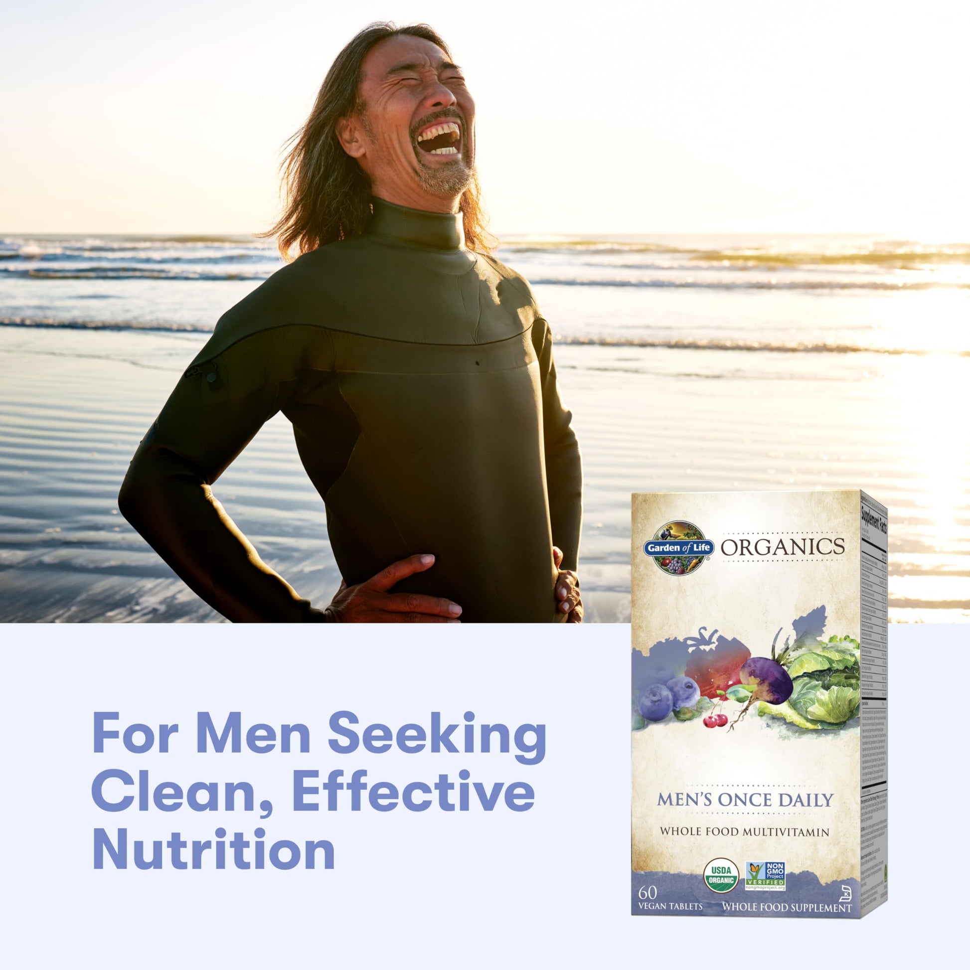 Garden of Life Once Daily Whole Food Multivitamin for Men, Organic Mens Vitamins & Minerals, Vitamin C, Zinc, Vegan, for Health & Well-Being, 60 Tablets Garden of Life Au supplements
