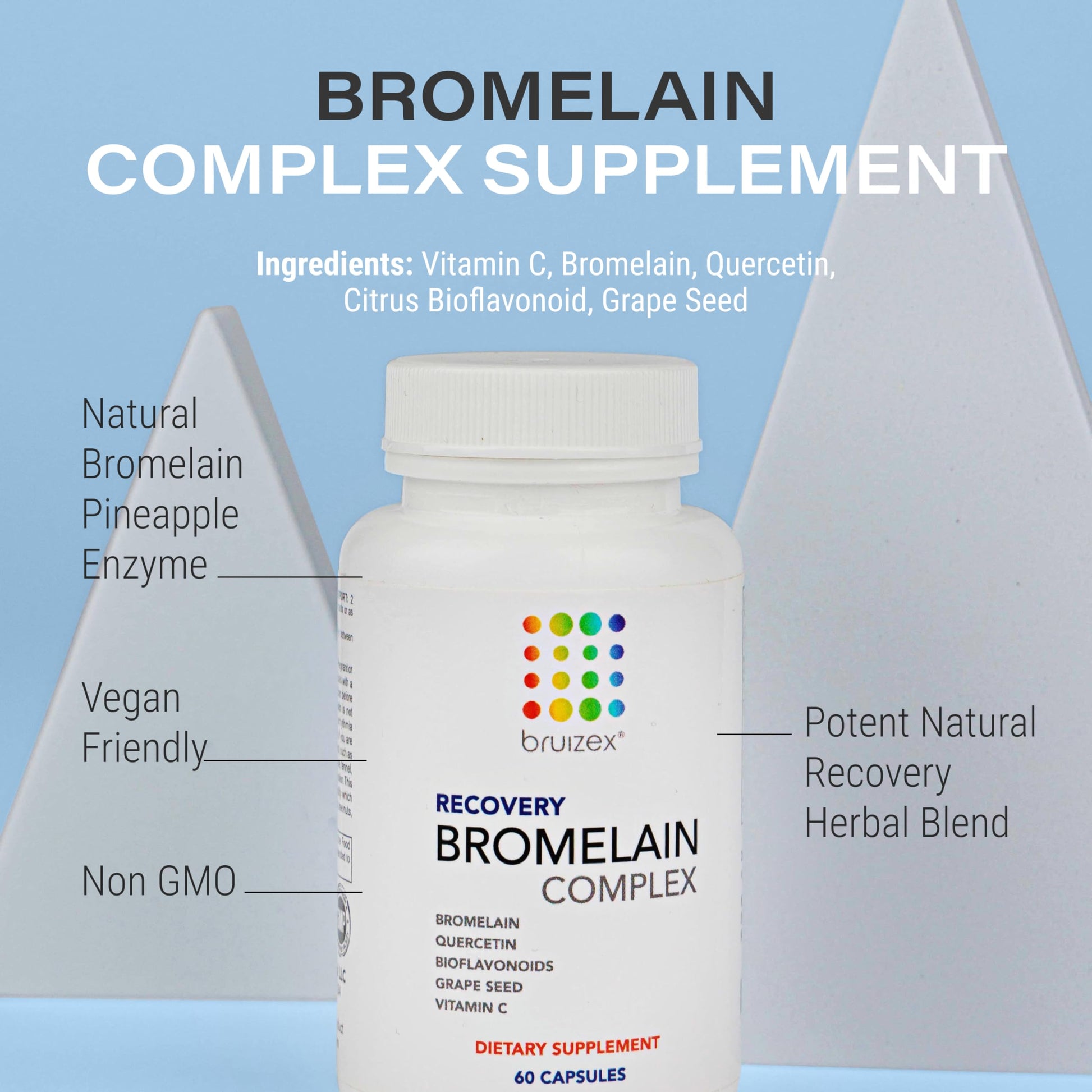Bruizex Bromelain & Quercetin Recovery Complex - Post Surgery Recovery Bruising, Swelling Relief, Lymphatic Drainage - Post 360 lipo, BBL, Liposuction, Tummy Tuck - Non GMO - 60 Capsules Bruizex Au supplements