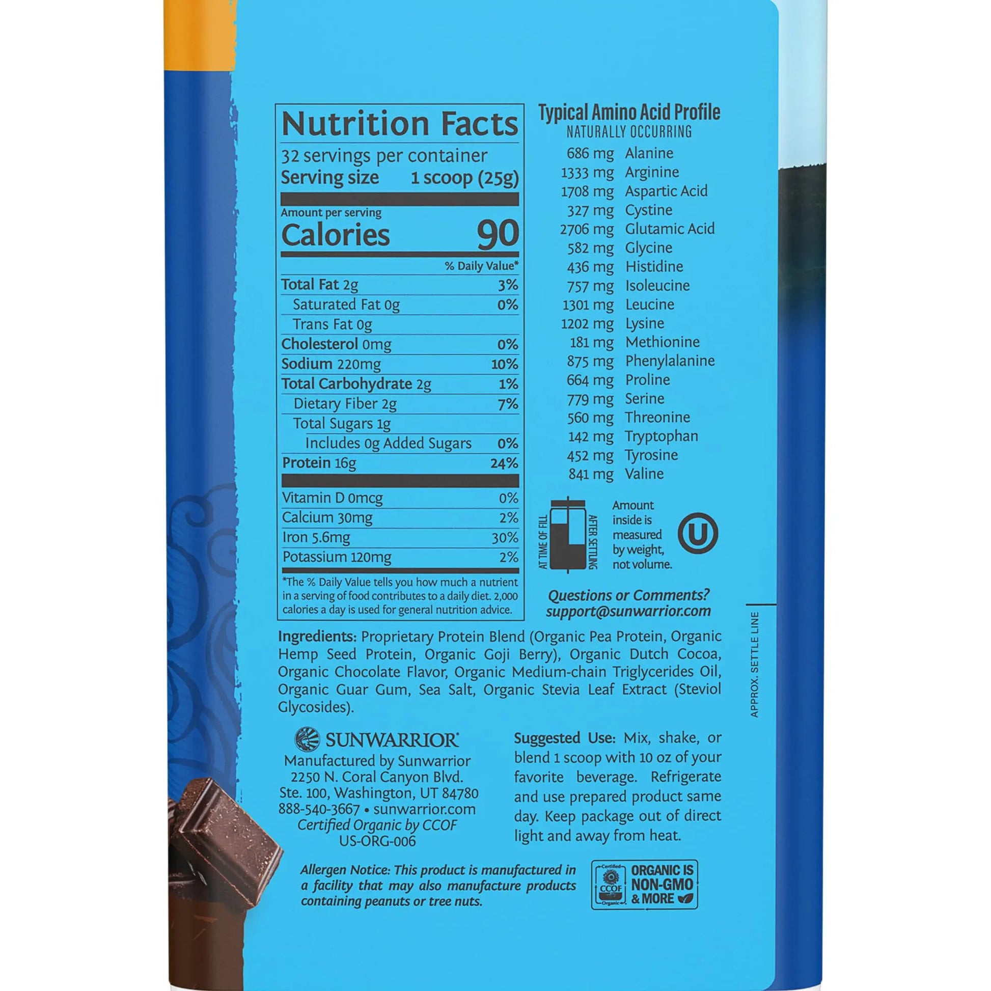 Vegan Protein Powder Plant-based Protein Powder USDA Organic | BCAA Amino Acids Sunwarrior Au supplements