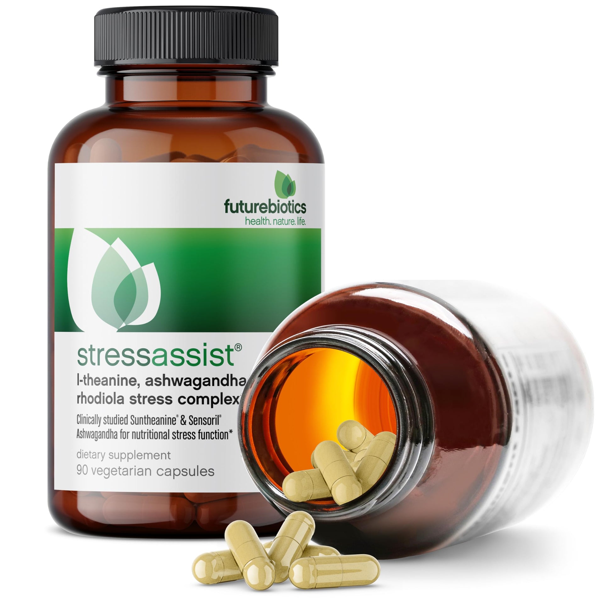 Futurebiotics Stressassist L-theanine Ashwagandha and Rhodiola Rosea Stress Complex - Natural Nutritional Stress Function, 90 Vegetarian Capsules Futurebiotics Au supplements