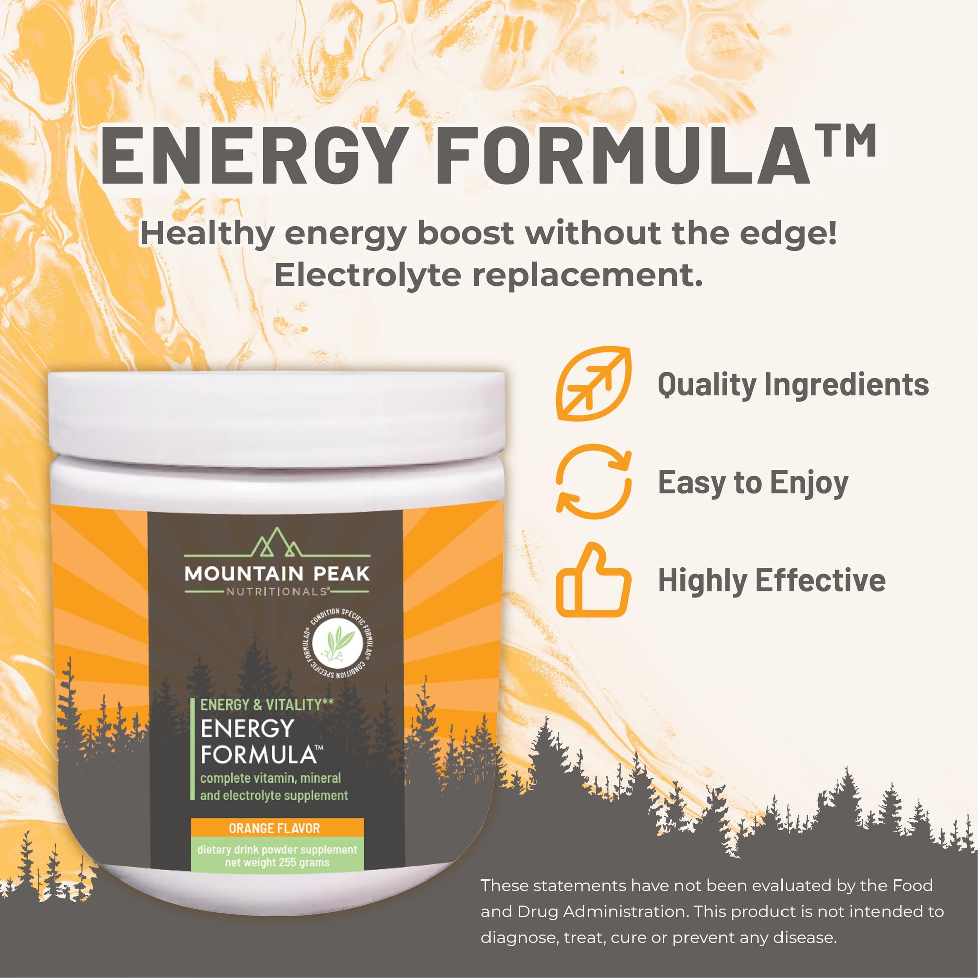 Mountain Peak Nutritionals Energy Formula - All in One Multi-Mineral Powder - Complete Nutrition, Vitamin, Mineral, and Electrolyte Supplement for Men & Women - Orange Flavor (255g, 30 Servings) Mountain Peak Nutritionals Au supplements