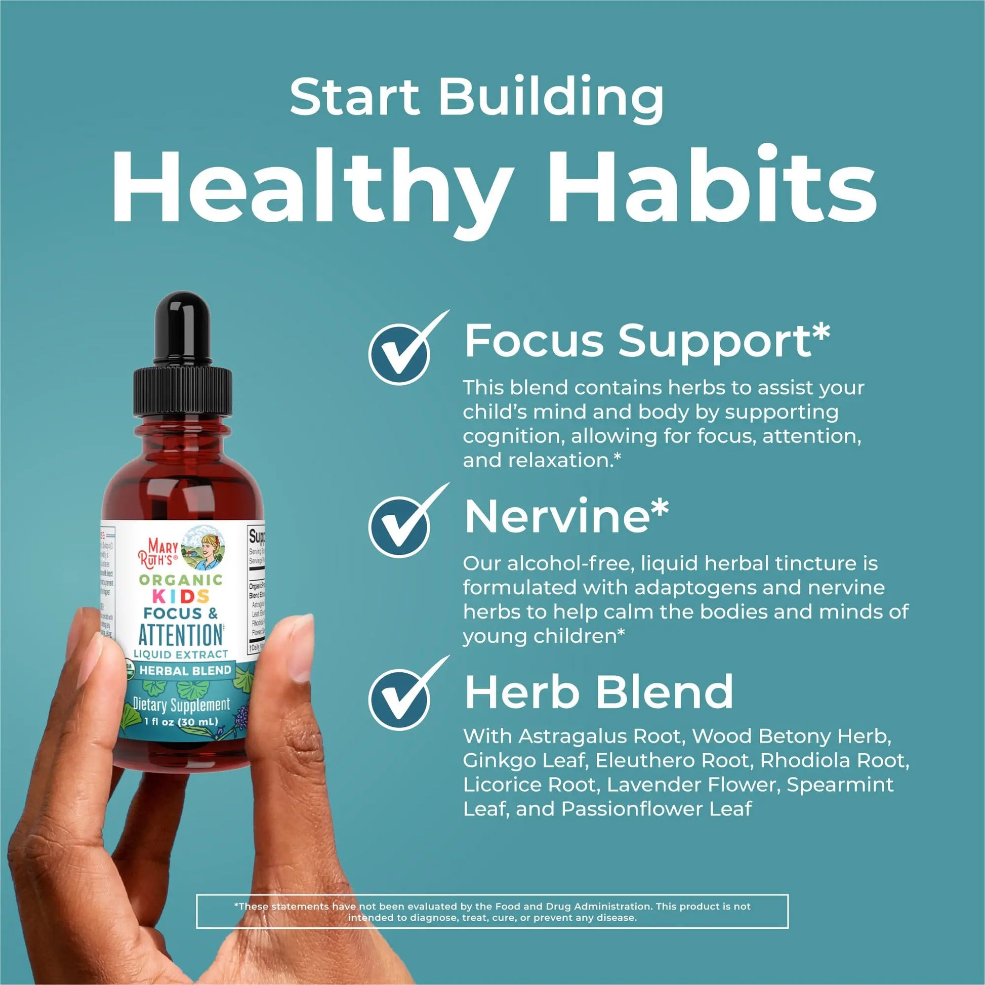 MaryRuth Organics Kids Focus & Attention Drops | USDA Organic Drops | Ginkgo Biloba | Rhodiola Root & Licorice Root | Adaptogenic | Calm | Vegan | Non-GMO | Gluten Free | 30 Servings MARYRUTH'S Au supplements