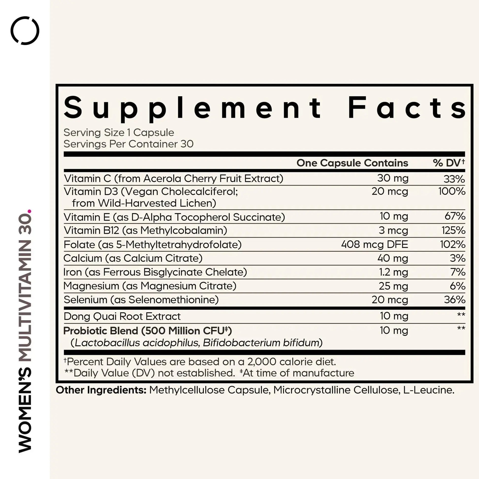 Codeage Women’s Multivitamin - Vitamins A, C, D3, E, B6, B12, Folate, Calcium, Magnesium, Iron, Dong Quai, Probiotics - 1 Capsule Per Serving Codeage Au supplements
