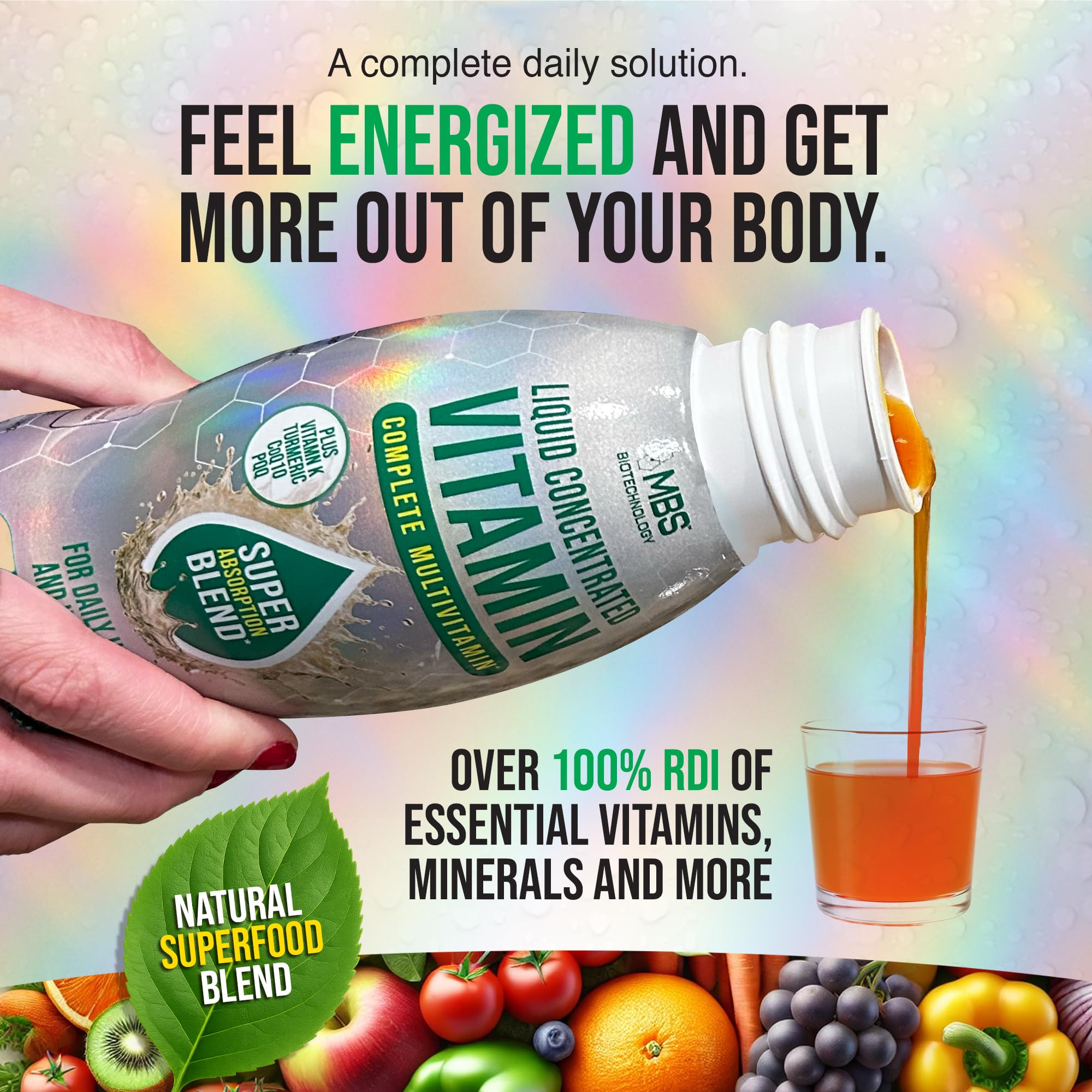 MBS Biotechnology Liquid Multivitamin for Adults – Complete High-Absorption Daily Vitamin with Superfoods, CoQ10, B-Complex, Turmeric & PQQ – Immune & Energy Support – Berry Flavor, 17 oz MBS Biotechnology Au supplements