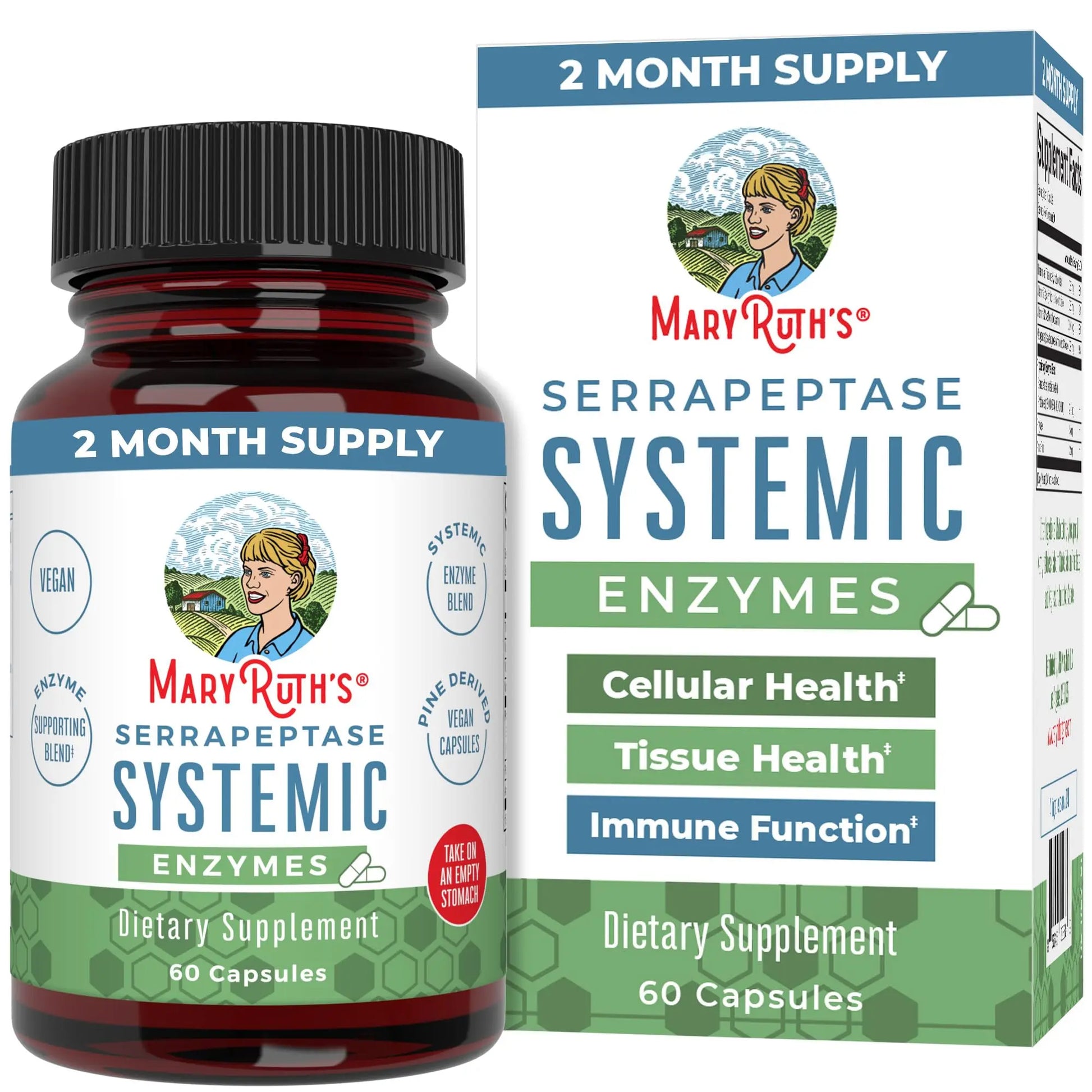 MaryRuth Organics Serrapeptase Enzymes Capsules | Up to 2 Month Supply | Enzyme Supplement for High Potency Sinus Relief Pills| Tissue Health and Cellular Health | Vegan | Gluten Free | 60 Count MARYRUTH'S Au supplements