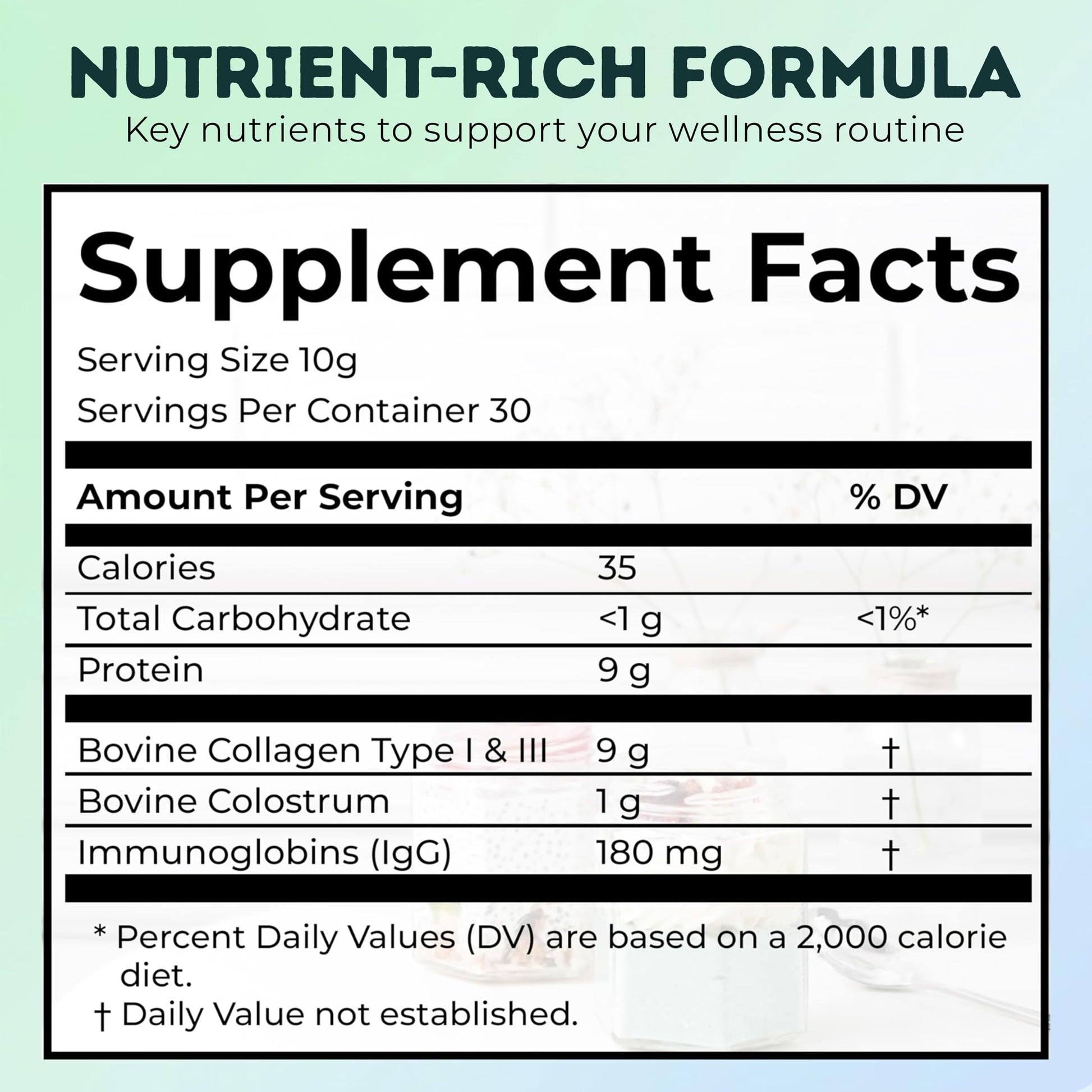 Bovine Colostrum and Hydrolyzed Collagen Peptides Powder Supplement for Women & Men - Supports Gut Health, Joint & Bone Health, Hair Skin Nails - Grass-Fed, Non-GMO, Gluten Free, 300g (30 Servings) OVIDA Au supplements