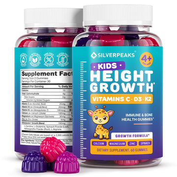 Height Growth Gummies for Kids - Growth Vitamins for Teens, Height Increase Multivitamin for Boys & Girls with Calcium Vitamin D C K2 Magnesium Zinc, Natural Height Growth Maximizer Supplement, 60 PCS SILVERPEAKS Au supplements
