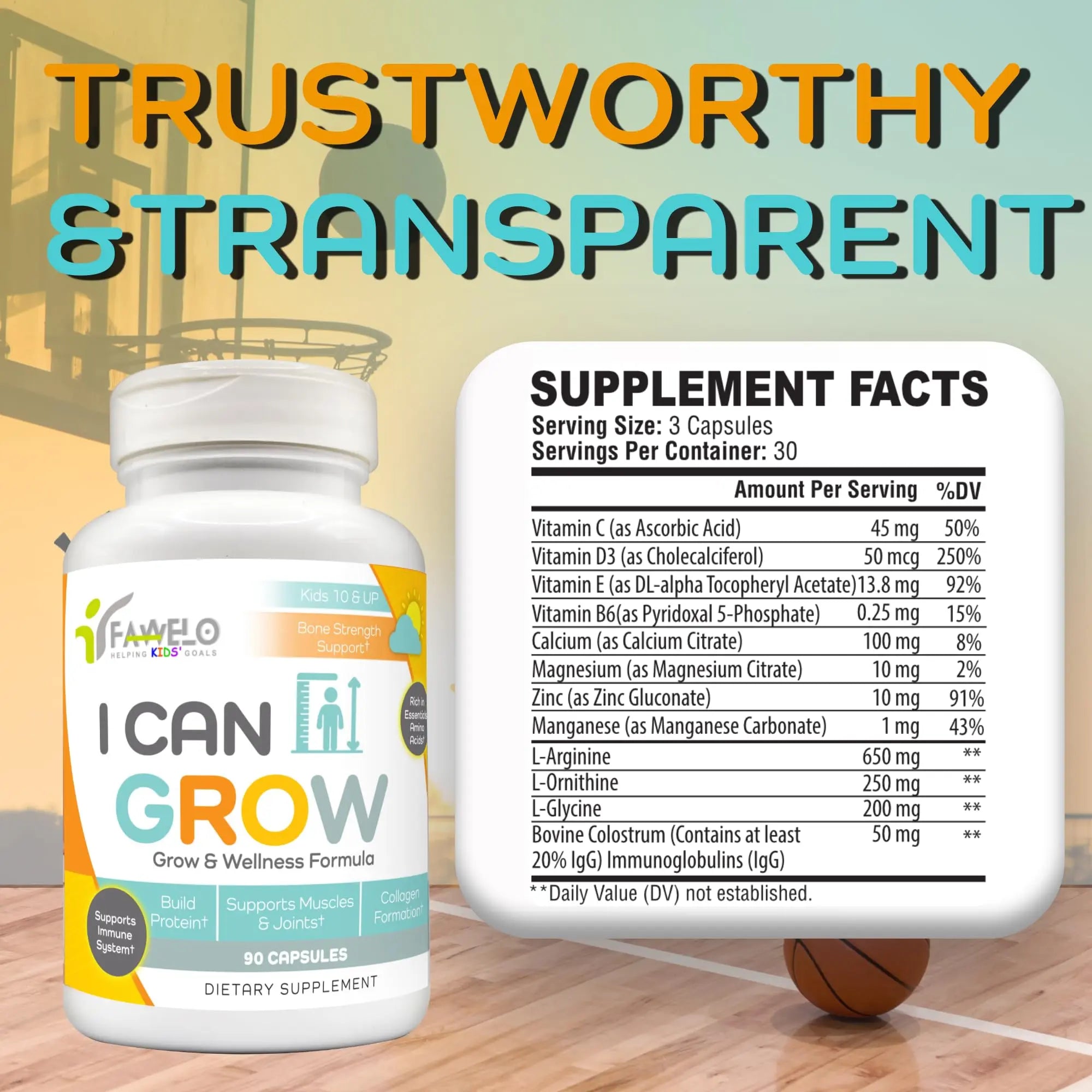 I Can Grow (3 Pack) Height Boosters for Kids 10+, Teen Vitamins for tru Height - Natural Growth Supplement for Optimal Development - Supports Bone Strength and Immune Health with Colostrum Fawelo Au supplements