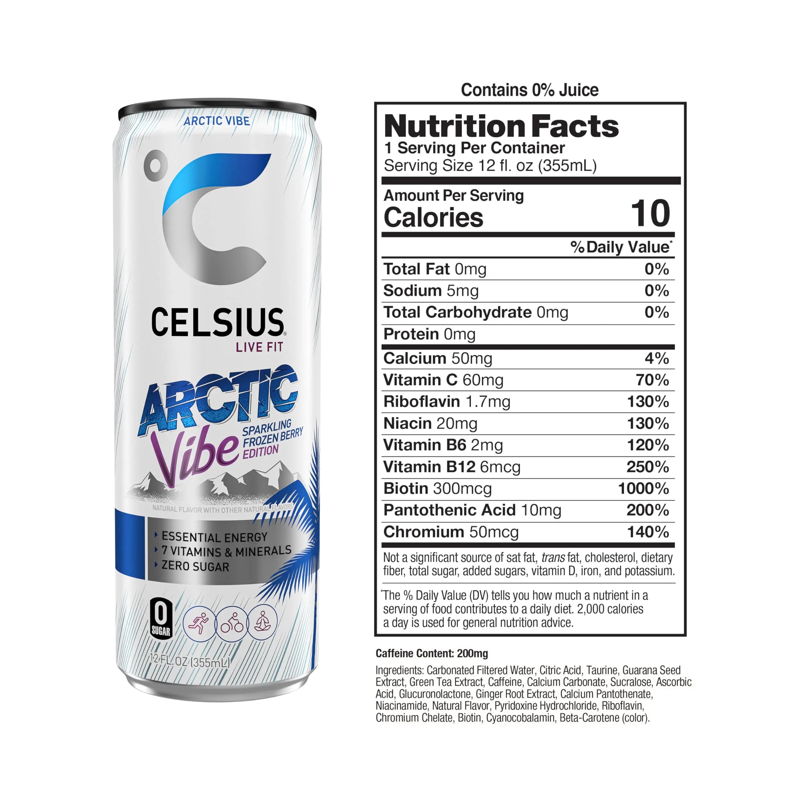 CELSIUS Arctic Vibe Sparkling Frozen Berry, Functional Essential Energy Drink, 12 Fl Oz CELSIUS Au supplements