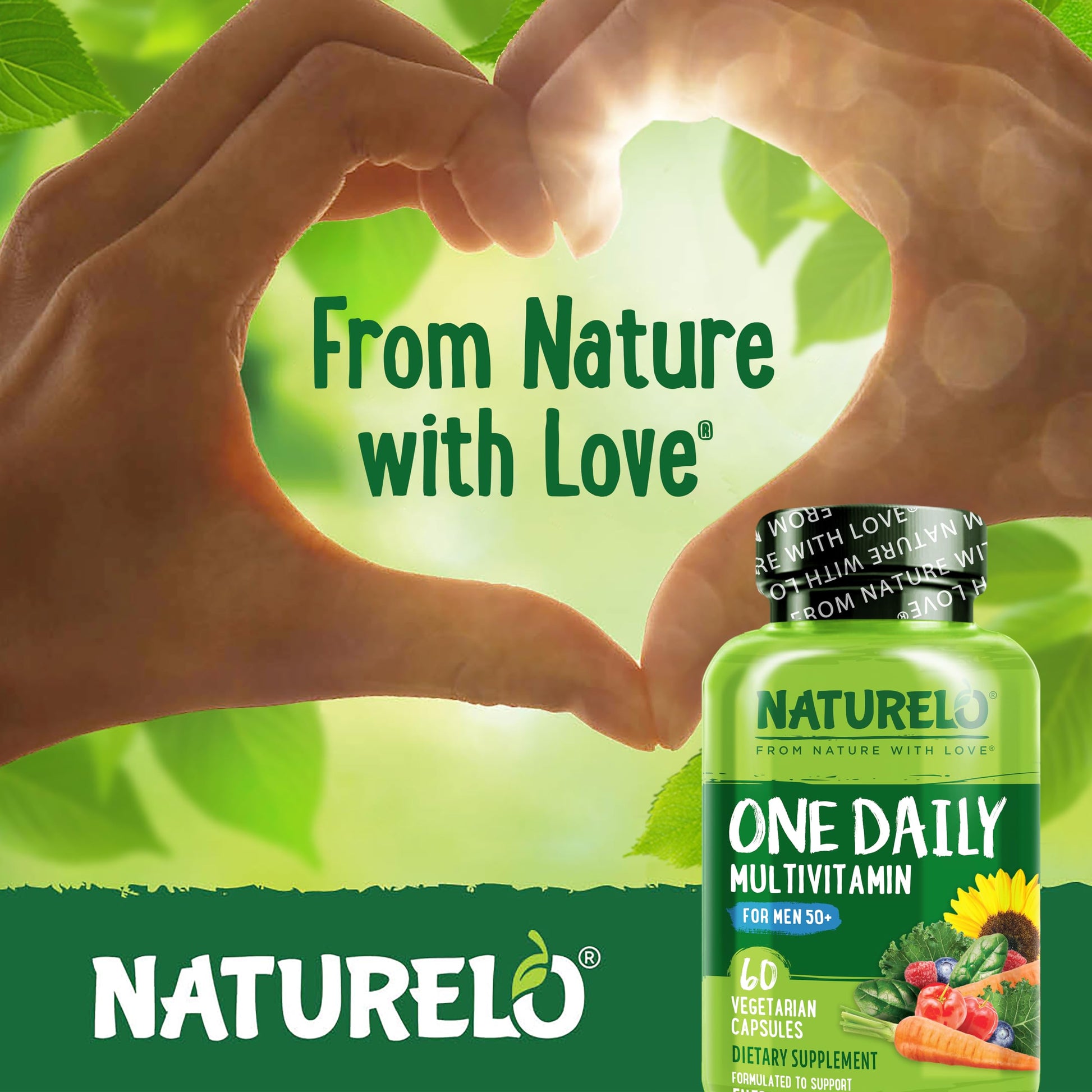 NATURELO Mens Multivitamins for Men 50+ - One Daily Multivitamin for Men with Vitamins, Minerals & Organic Whole Foods, Boost Energy & Health, Non-GMO, 60 Vegetarian Capsules NATURELO Au supplements