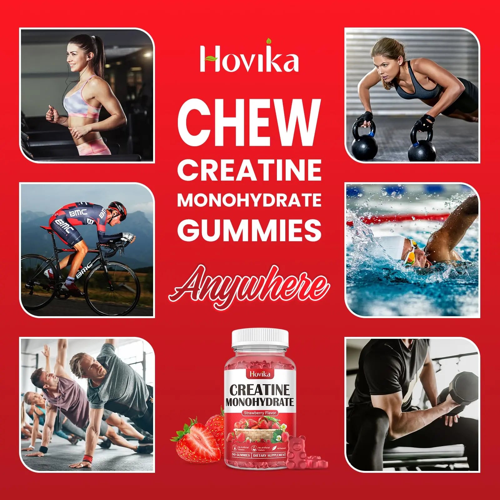 Hovika Creatine Monohydrate Gummies for Men & Women, Chewable 3g Creatine Monohy Hovika Au supplements