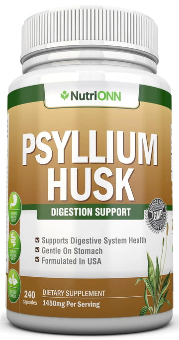 NutriONN PSYLLIUM Husk Capsules - 1450mg Per Serving - 240 Capsules - Double Strength NutriONN Au supplements