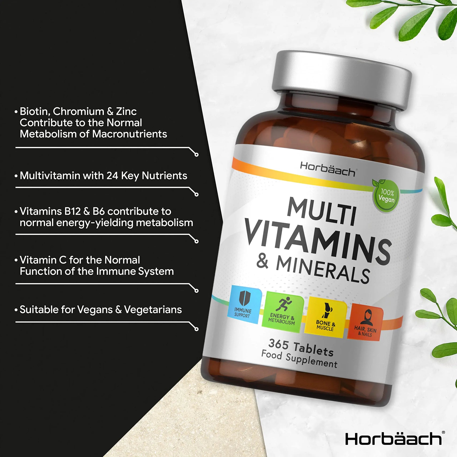 Multivitamin Tablets for Men and Women | 365 Count | with 24 Essential Nutrients Horbäach Au supplements