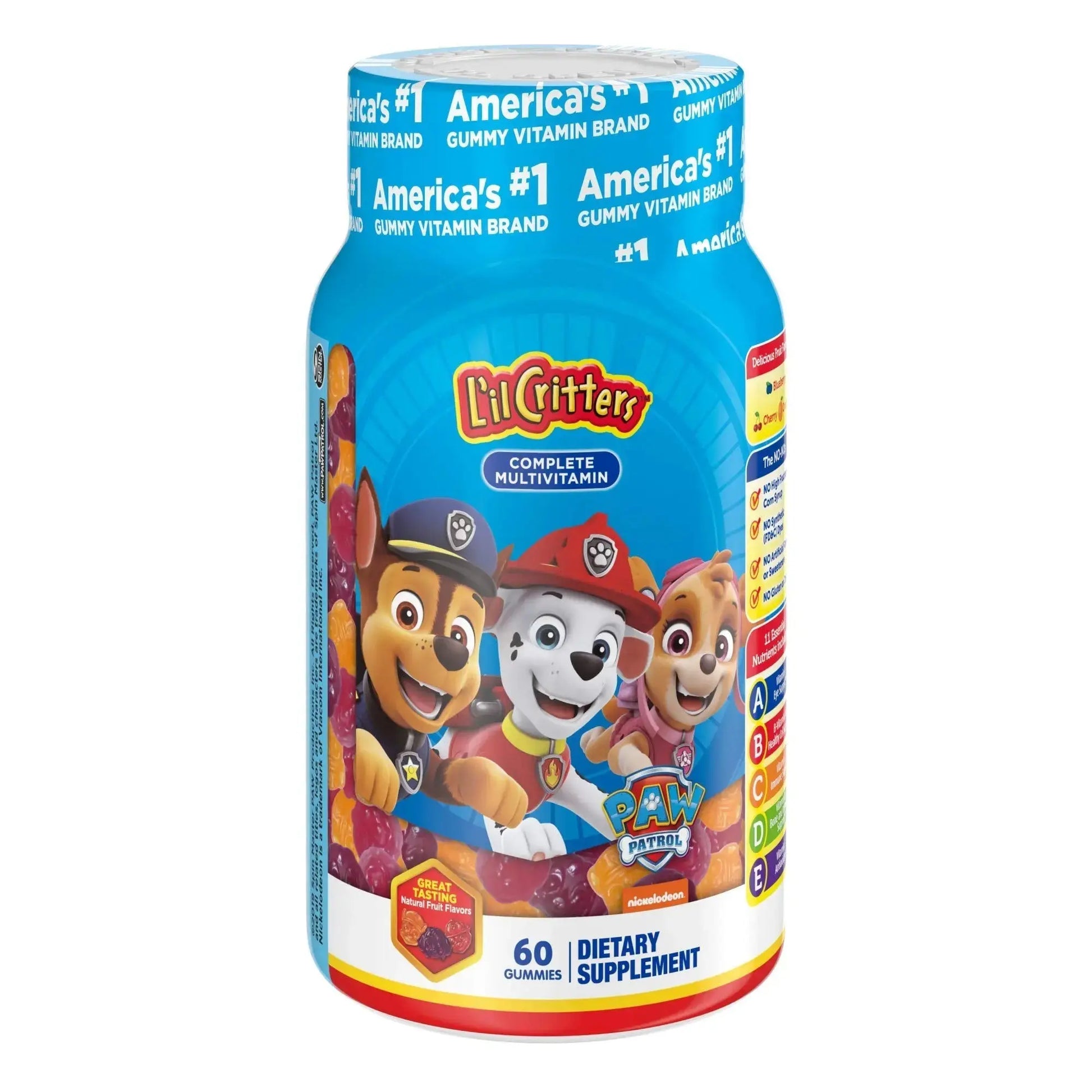 L'il Critters Paw Patrol Gummy Vites Daily Gummy Multivitamin for Kids, 60 Gummies and Pampers Baby Clean Wipes, 1 Flip-Top Pack (72 Wipes) Lil Critters Au supplements
