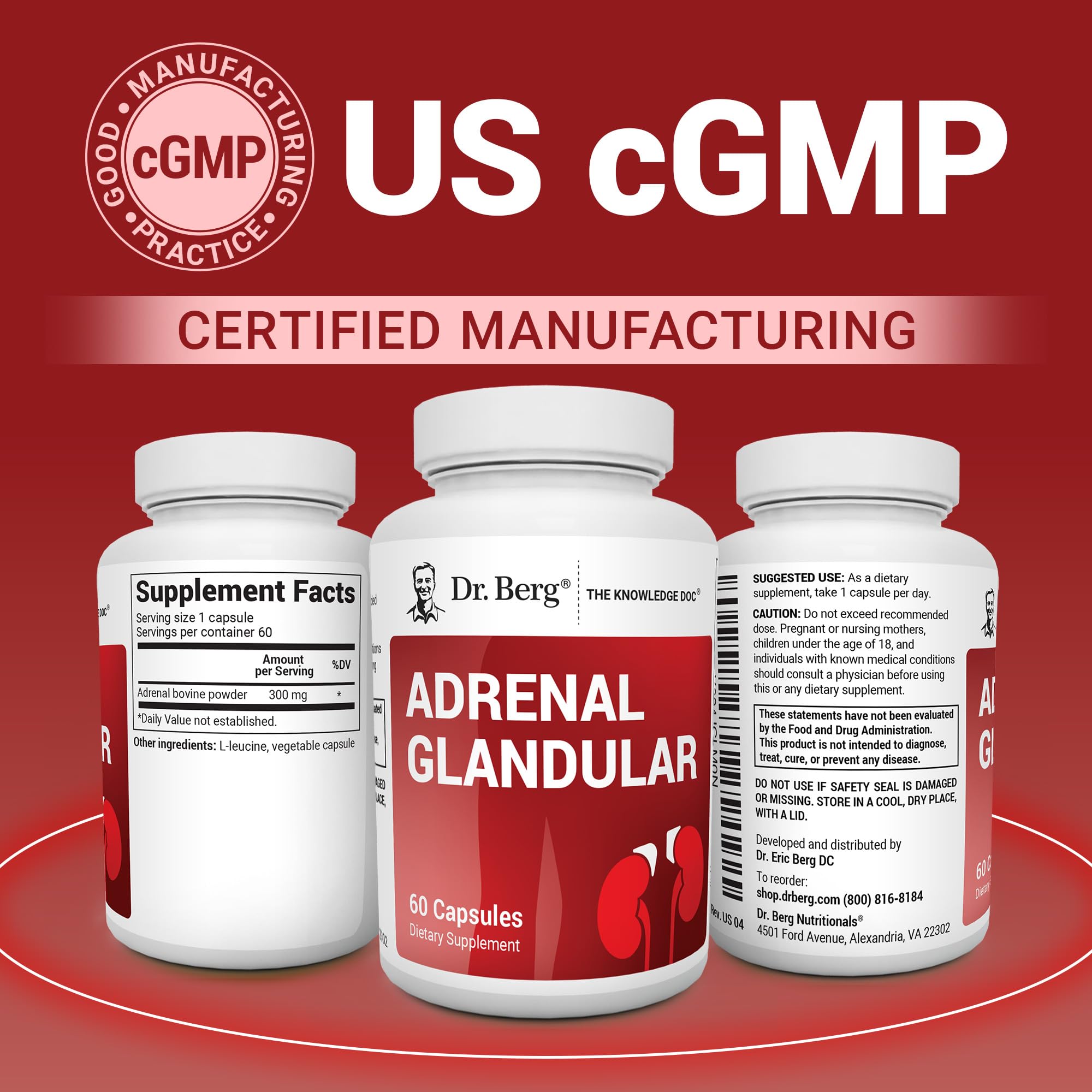 Dr. Berg Adrenal Glandular - Hormone Balance Formula That Supports Healthy Adrenal Function - Adrenal Support Supplement - 60 Capsules Dr. Berg Nutritionals Au supplements