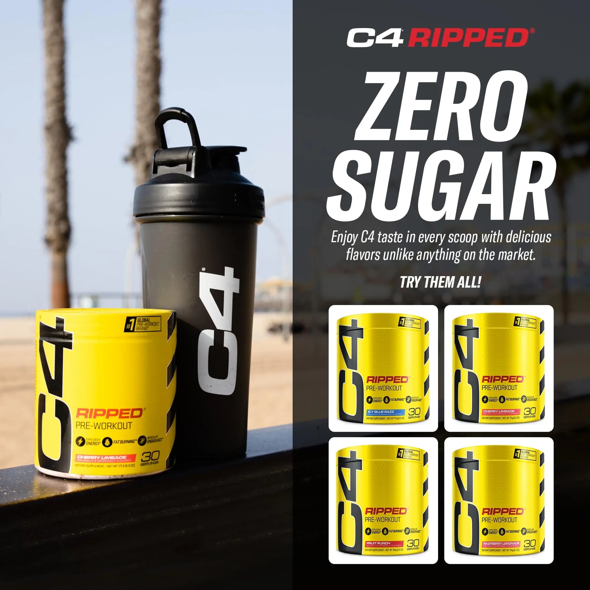Cellucor C4 Ripped Pre Workout Powder Raspberry Lemonade | Creatine Free + Sugar Free Cellucor Au supplements