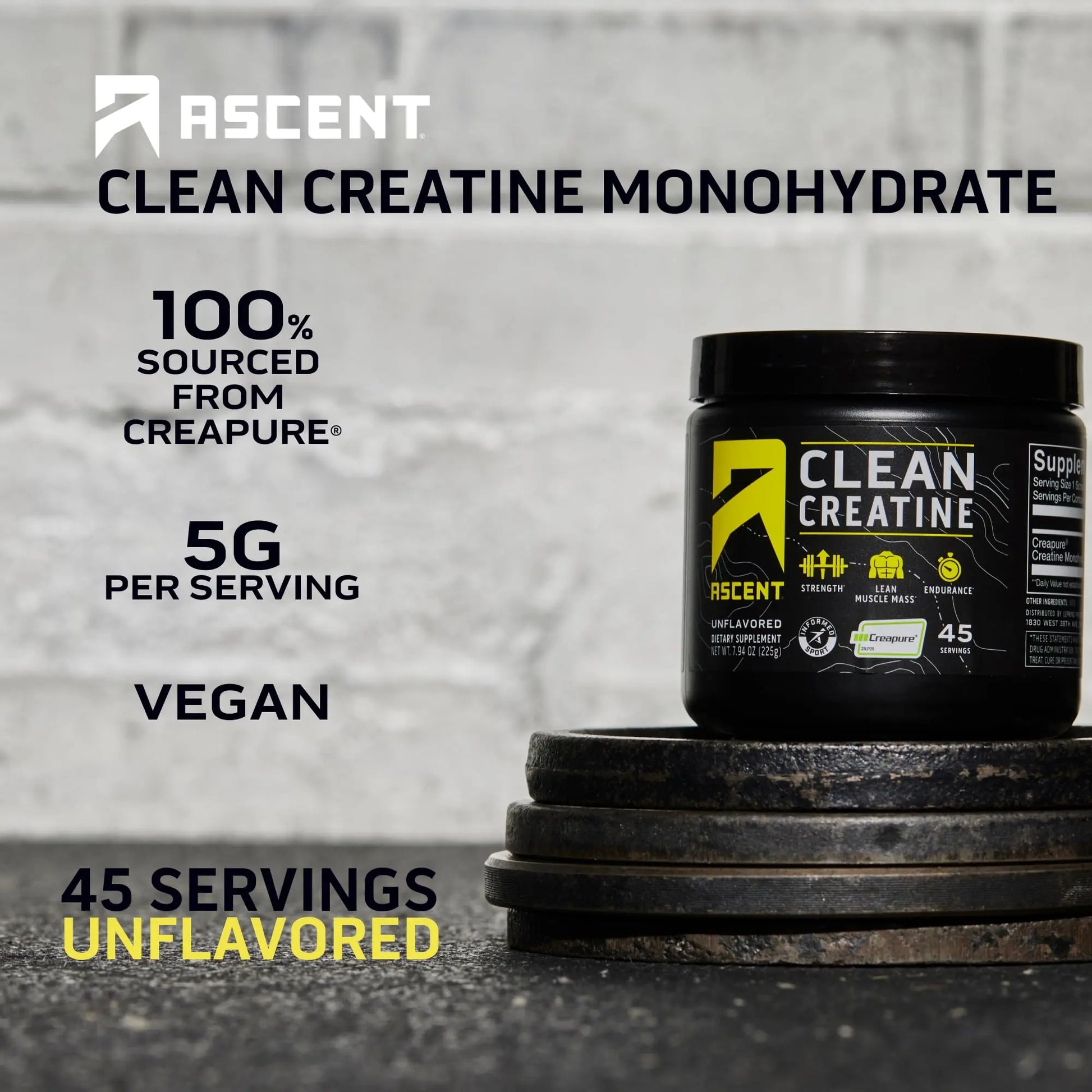 Ascent Clean Creatine Monohydrate Powder - 5G Per Serving, Creapure Creatine Supple Ascent Au supplements