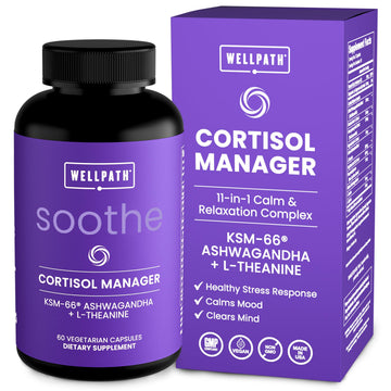 WellPath Soothe Cortisol Manager - Cortisol Supplements for Women with KSM-66® Ashwagandha & L-Theanine - Stress Support, Detox - 11-in-1 Complex, Vegan, Made in USA, Non-GMO, 60 Ct WellPath Au supplements