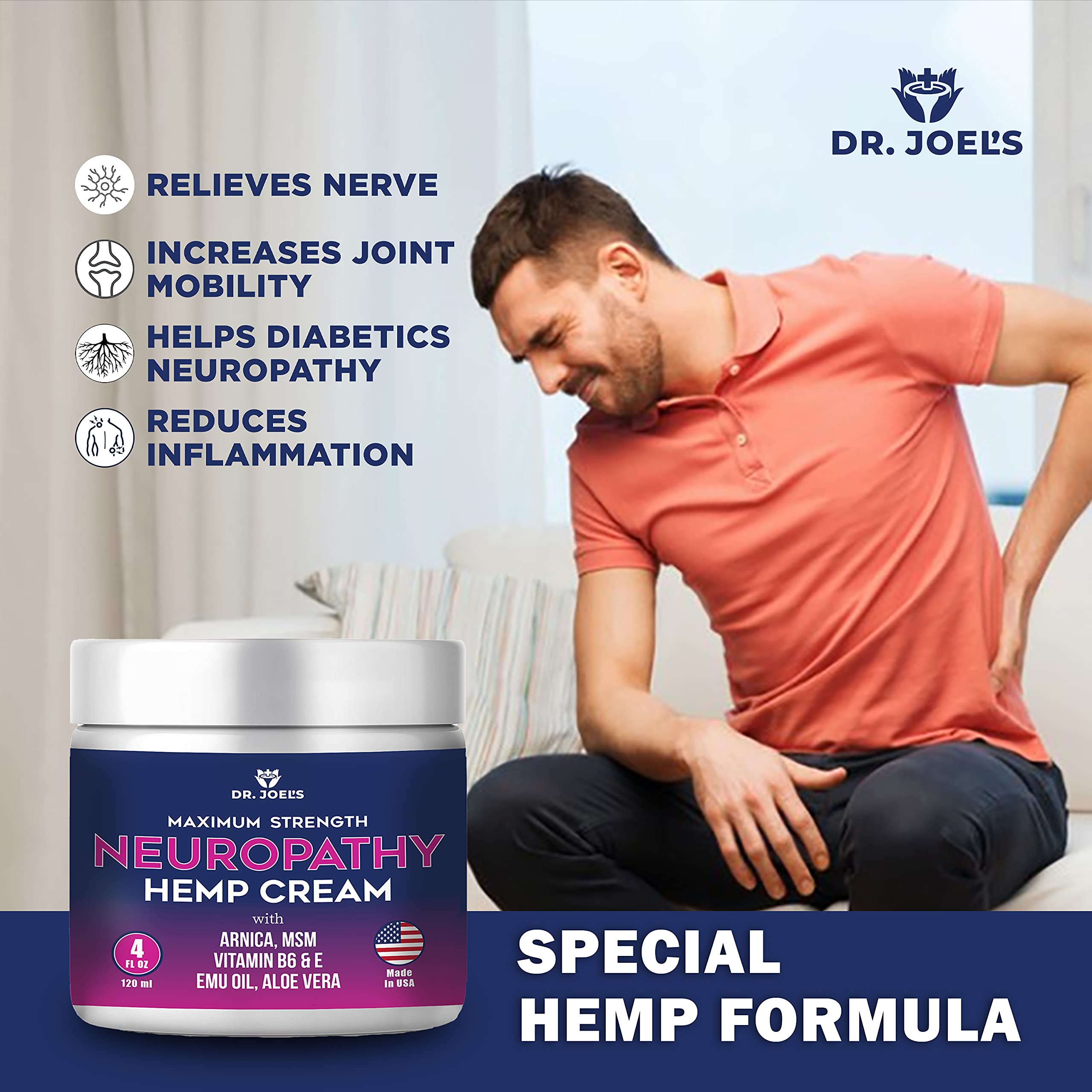 Dr. JOEL'S Neuropathy Nerve Relief Cream - Organic Neuropathy Support Cream for Feet, Hands, Legs and Toes - 4 OZ Value Pack- Made in USA Dr. JOEL'S Au supplements