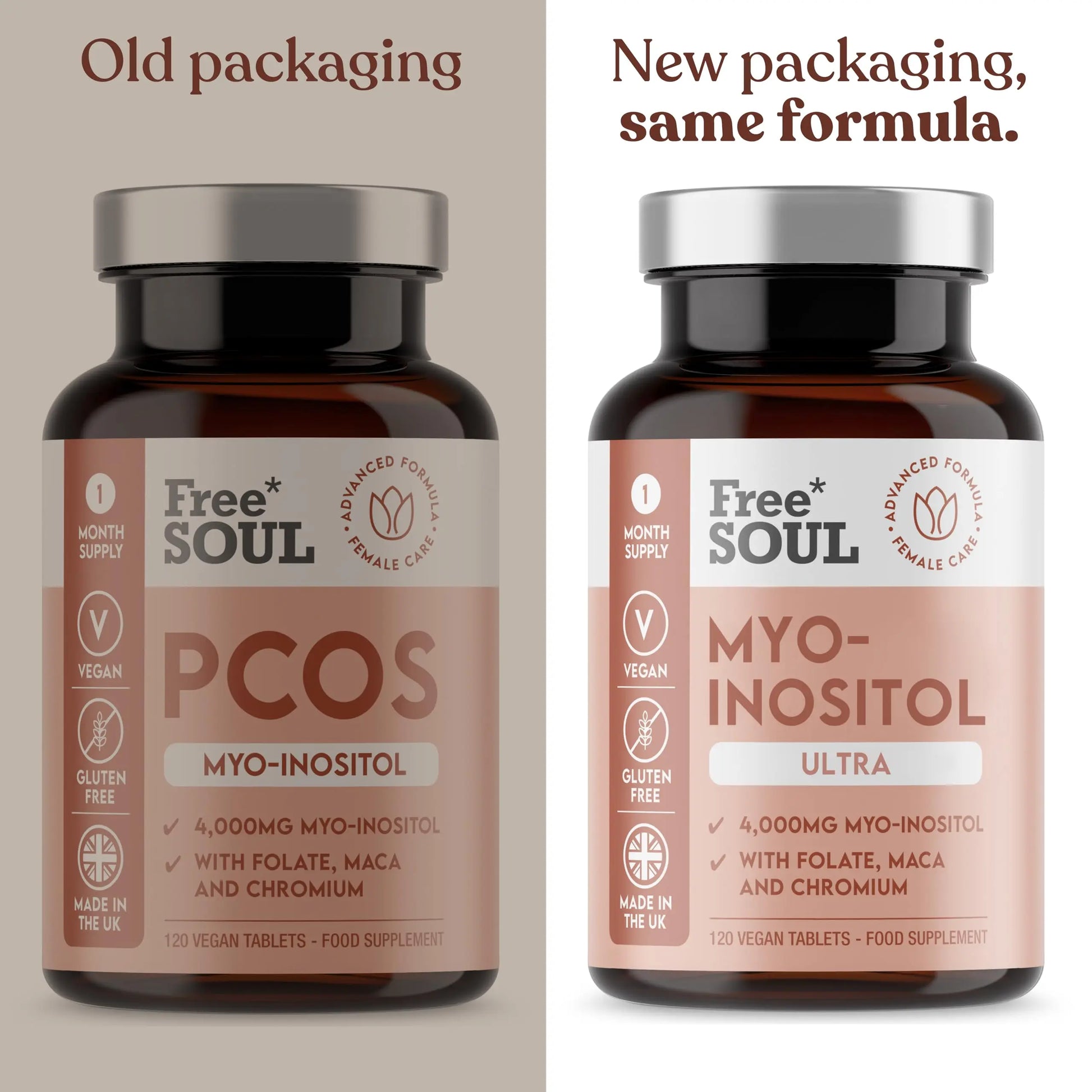 Free Soul Myo-Inositol Ultra Supplement with 4,000mg Myo-Inositol, 200ug Folate, 100ug Free Soul Au supplements