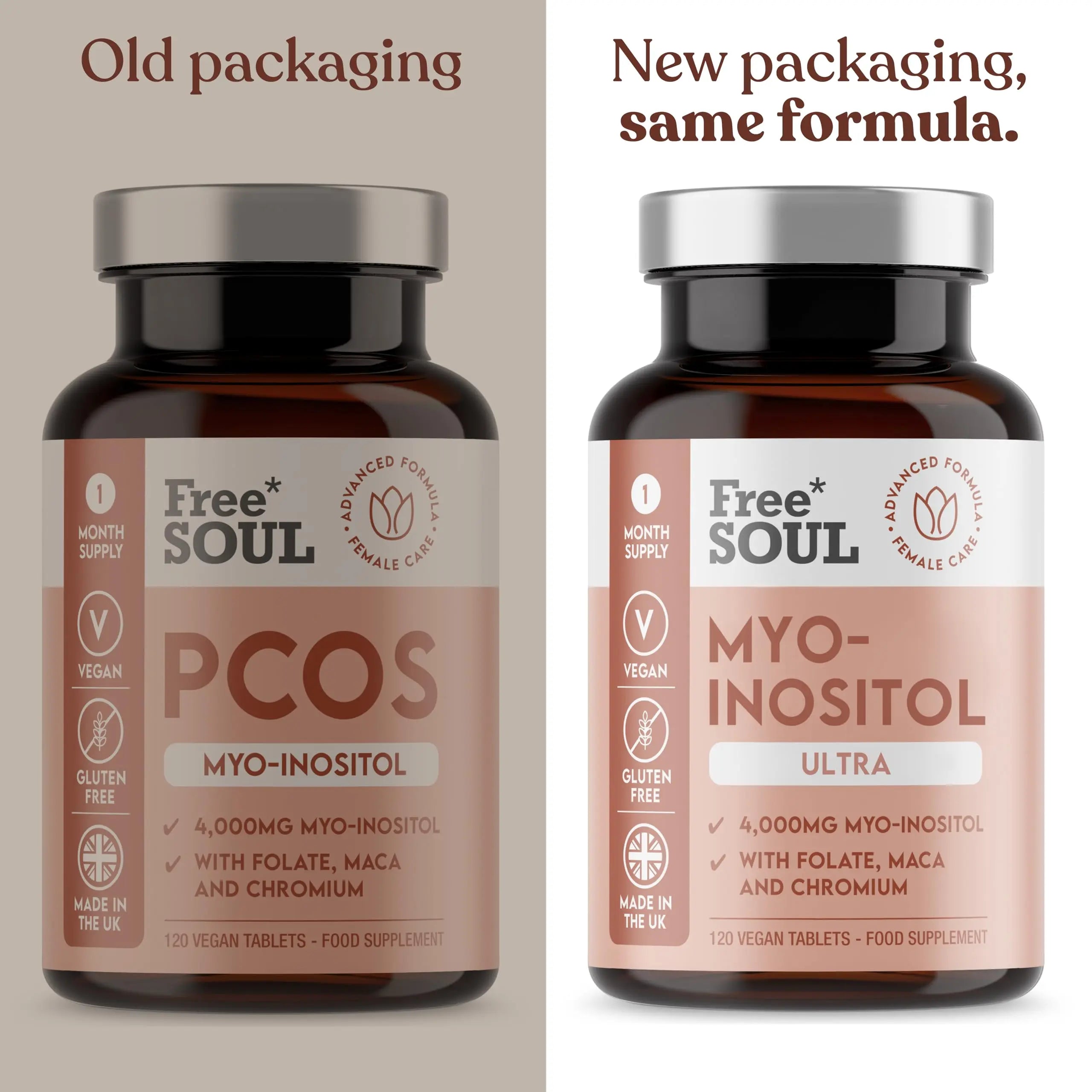 Free Soul Myo-Inositol Ultra Supplement with 4,000mg Myo-Inositol, 200ug Folate, 100ug Free Soul Au supplements