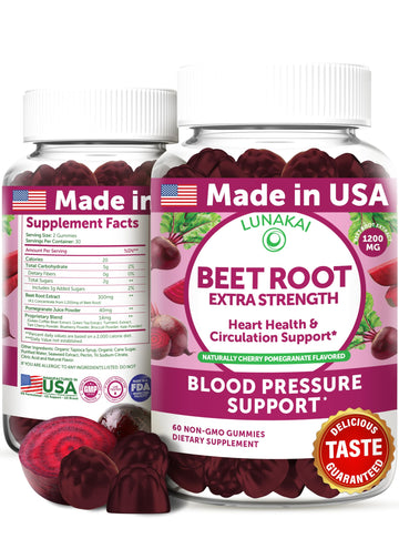 Lunakai USA Made Beet Root Gummies with Antioxidant Blend - Delicious Non-GMO Beet Chews, 60ct Lunakai Au supplements