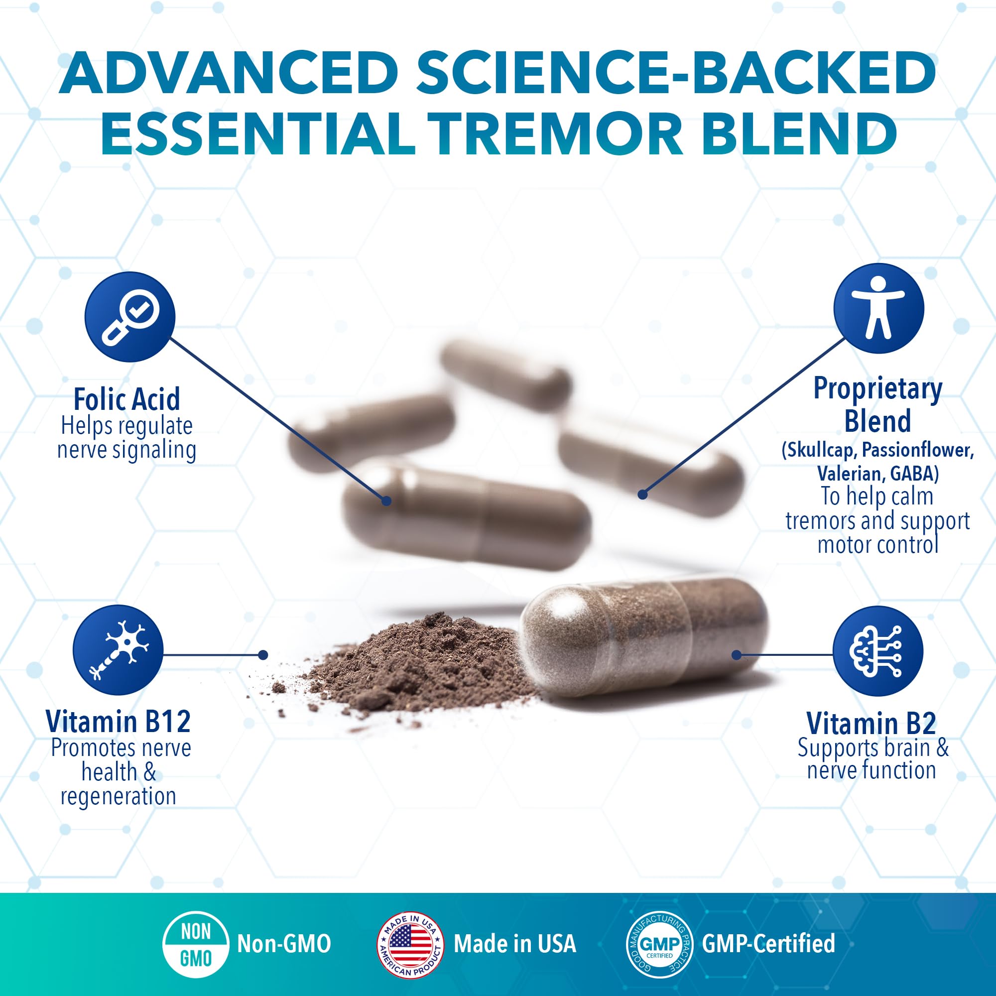Tremanol Natural Aid Herbal Supplement – Includes Vitamin B2 & B12, Passionflower & Skullcap – 60 Caps (Pack of 6) – Made in USA Tremanol Au supplements